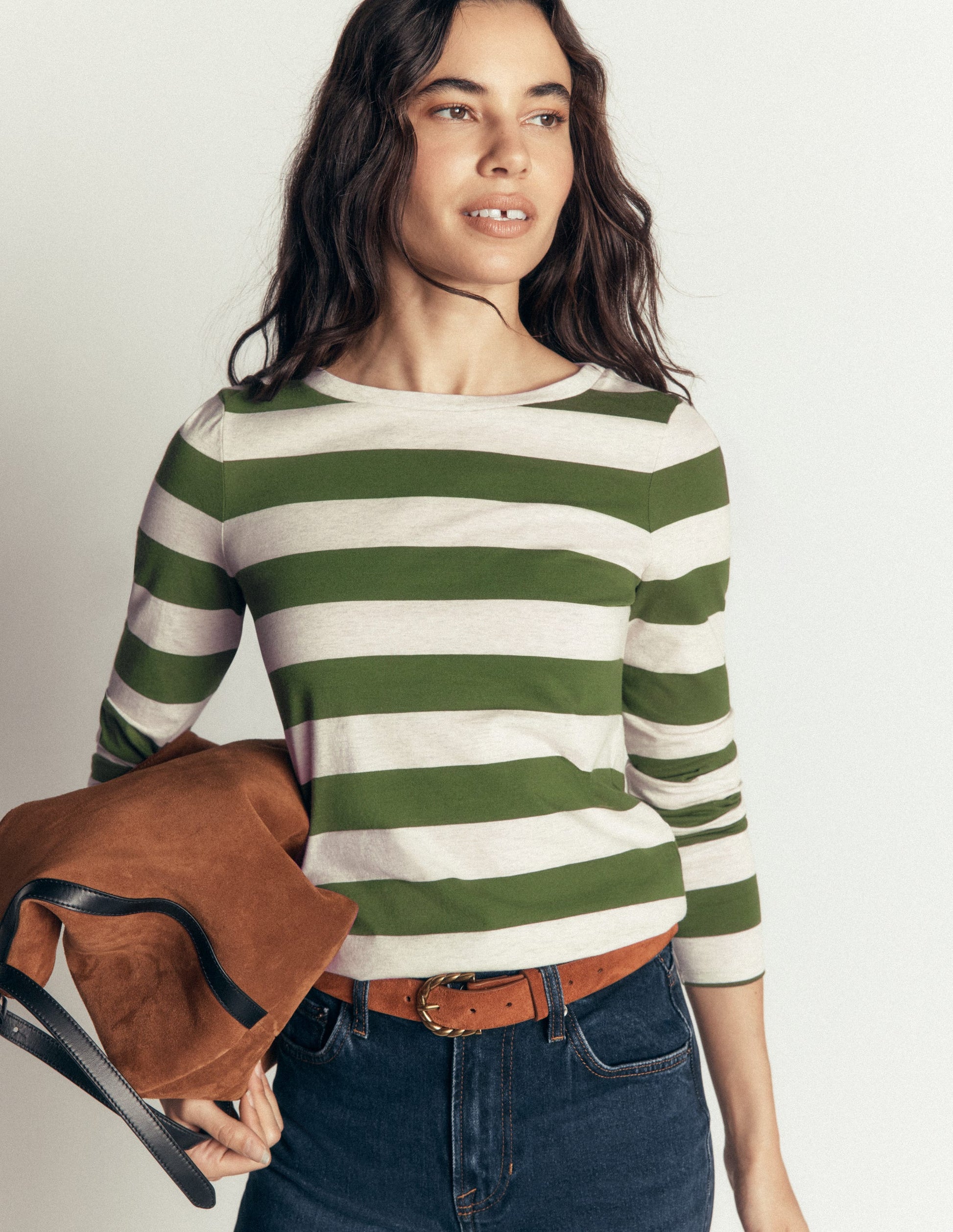 Olivia Long Sleeve Breton-Chive and Oatmeal-5