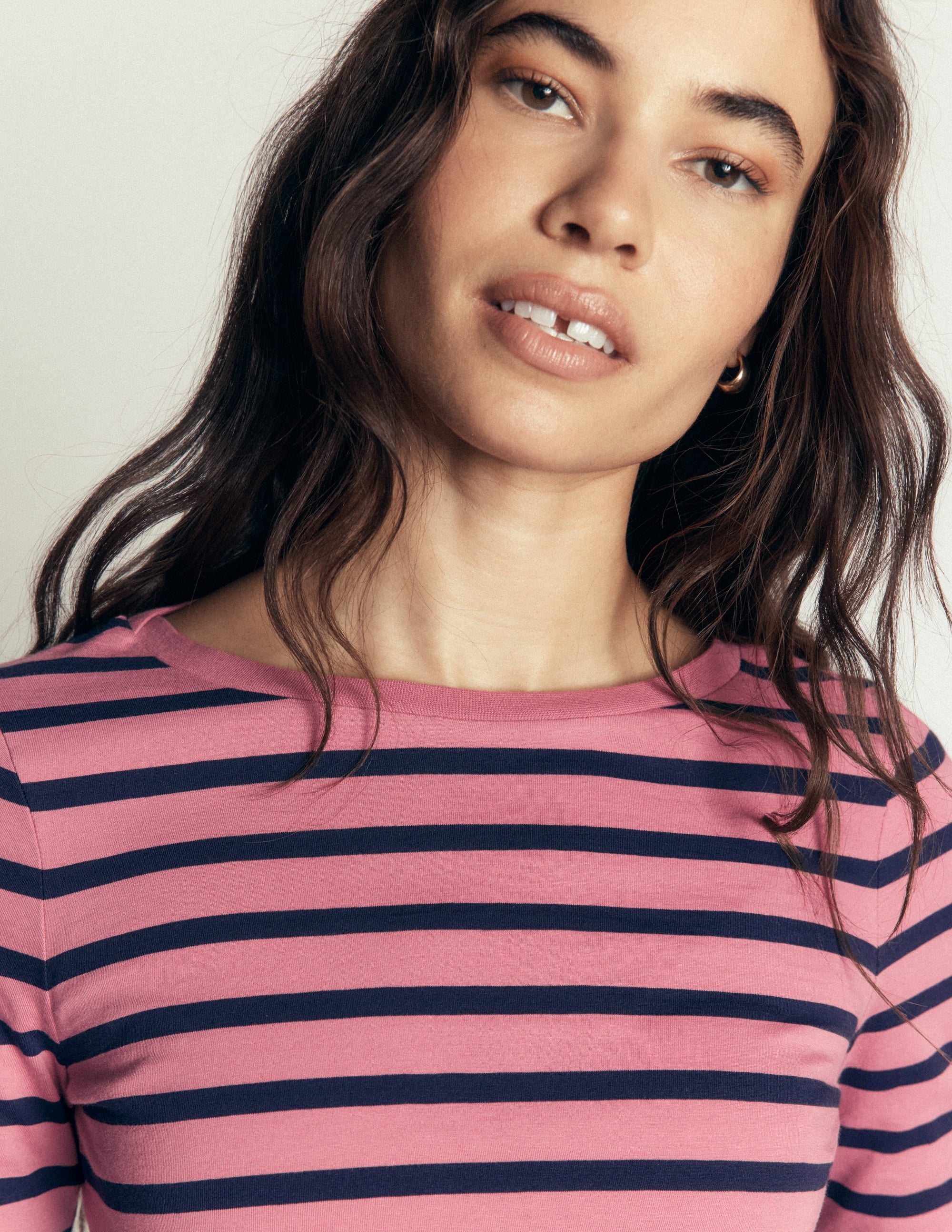 Olivia Long Sleeve Breton-Heather Rose and Navy - Image 2