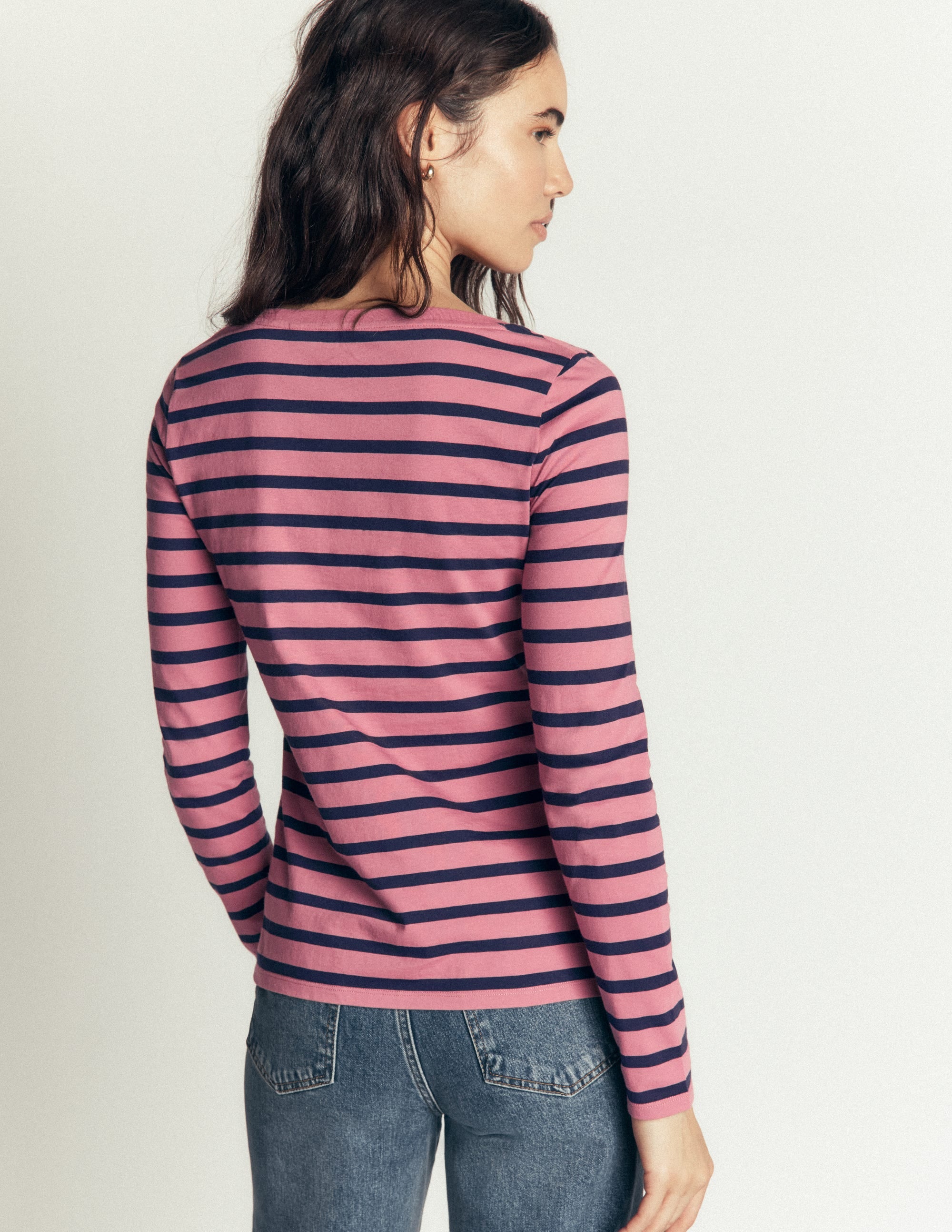 Olivia Long Sleeve Breton-Heather Rose and Navy - Image 3