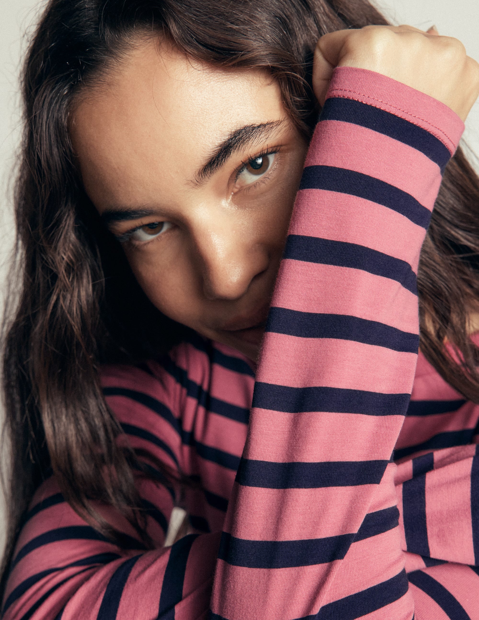 Olivia Long Sleeve Breton-Heather Rose and Navy - Image 5