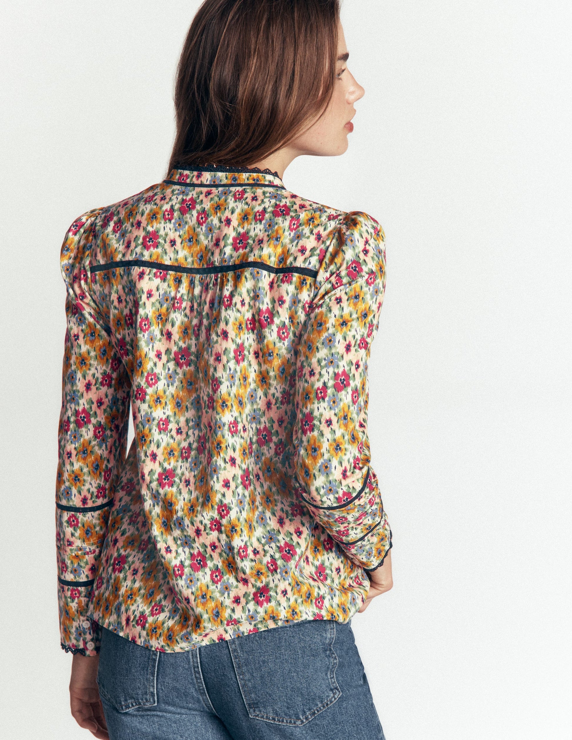 Carmen Lace Trim Cotton Top-Multi, Flecked Garden-3