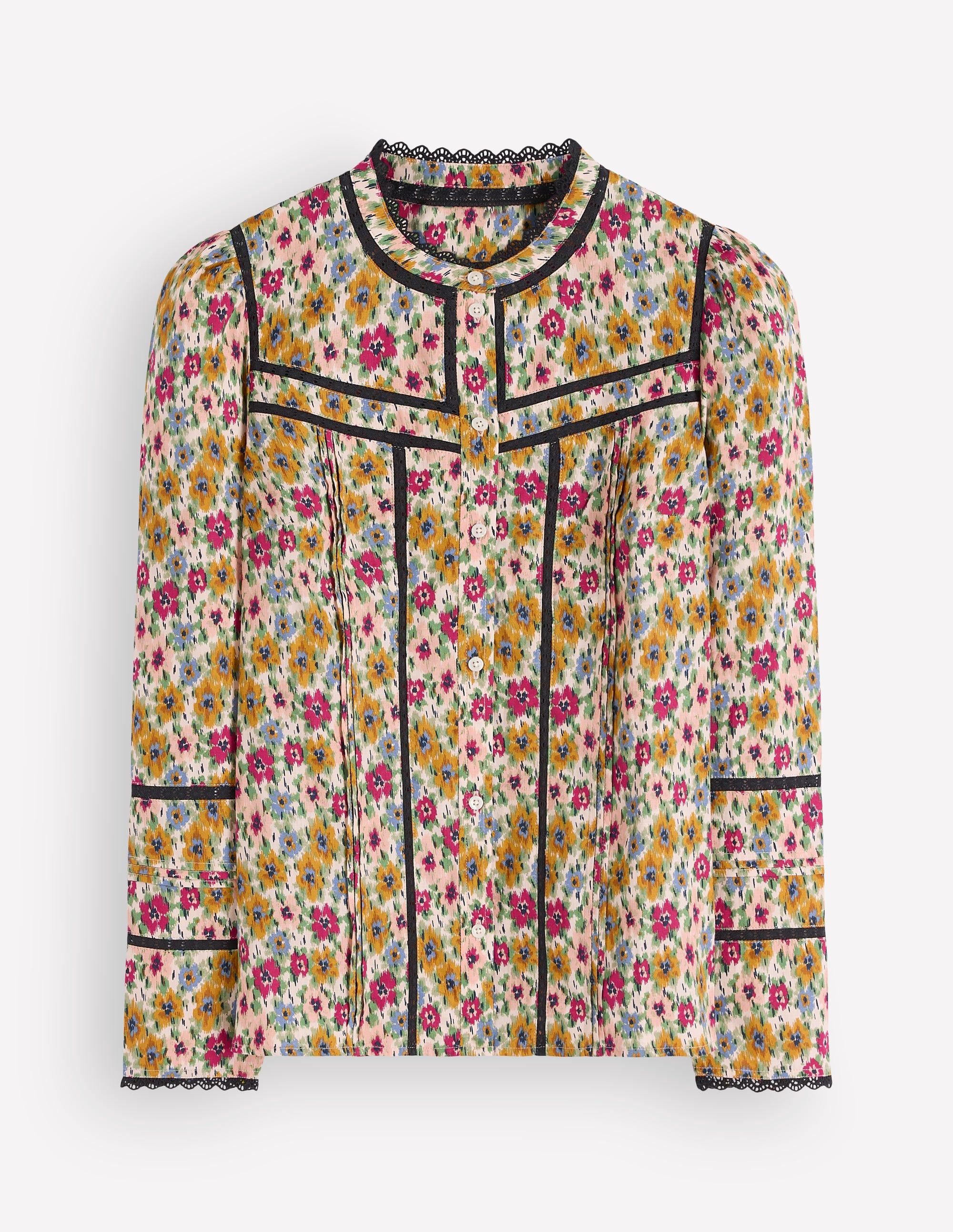 Carmen Lace Trim Cotton Top-Multi, Flecked Garden - Image 5