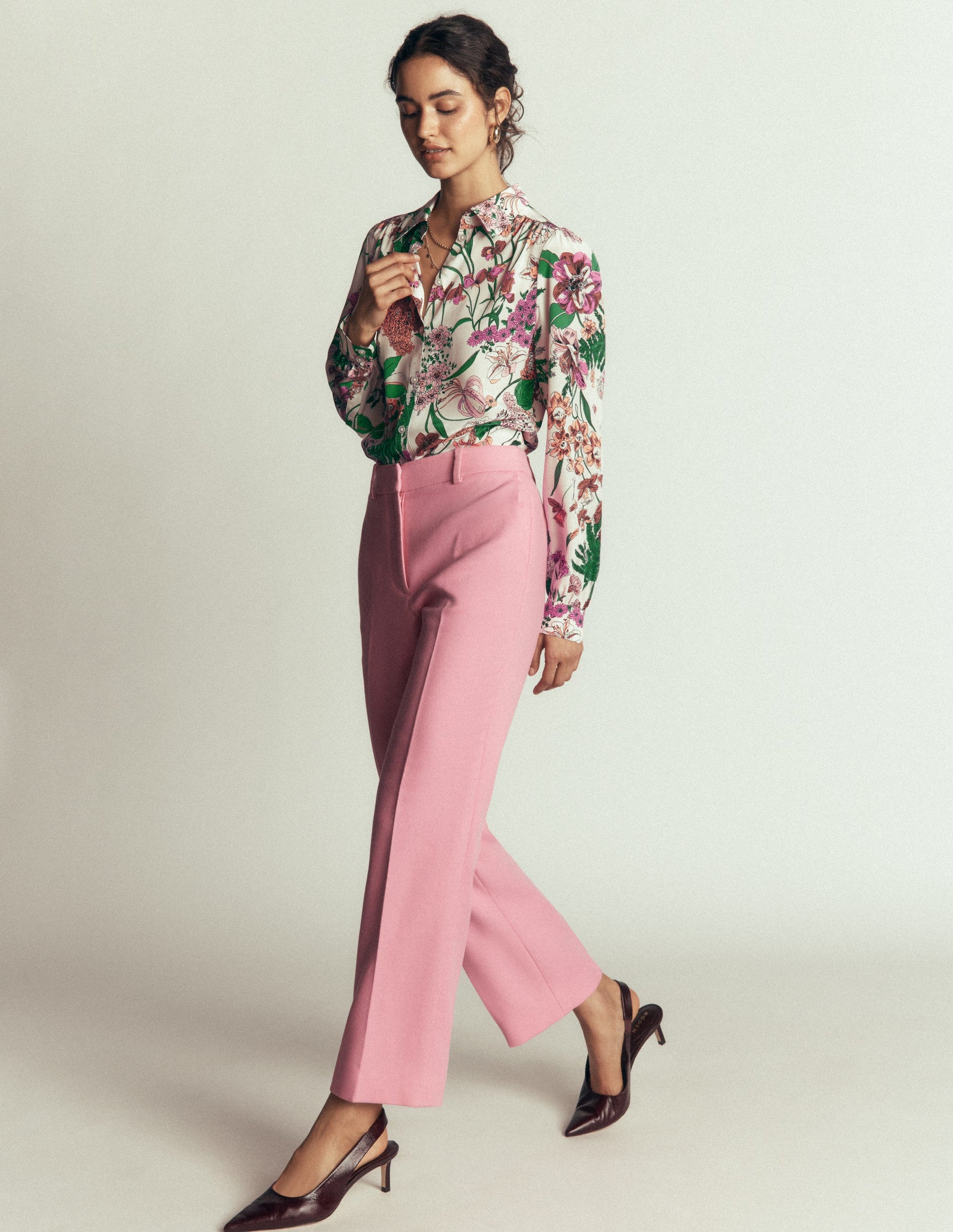 Sara Silk Shirt-Ivory, Whimsical Flora-4