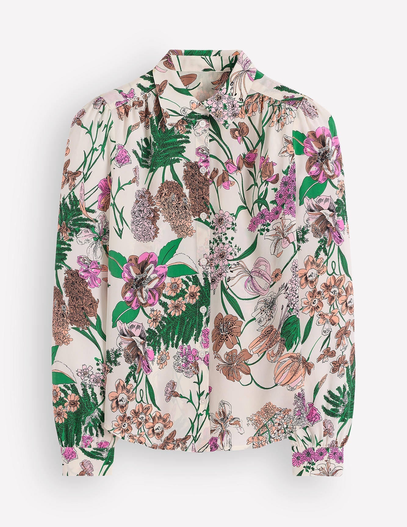 Sara Silk Shirt-Ivory, Whimsical Flora-6