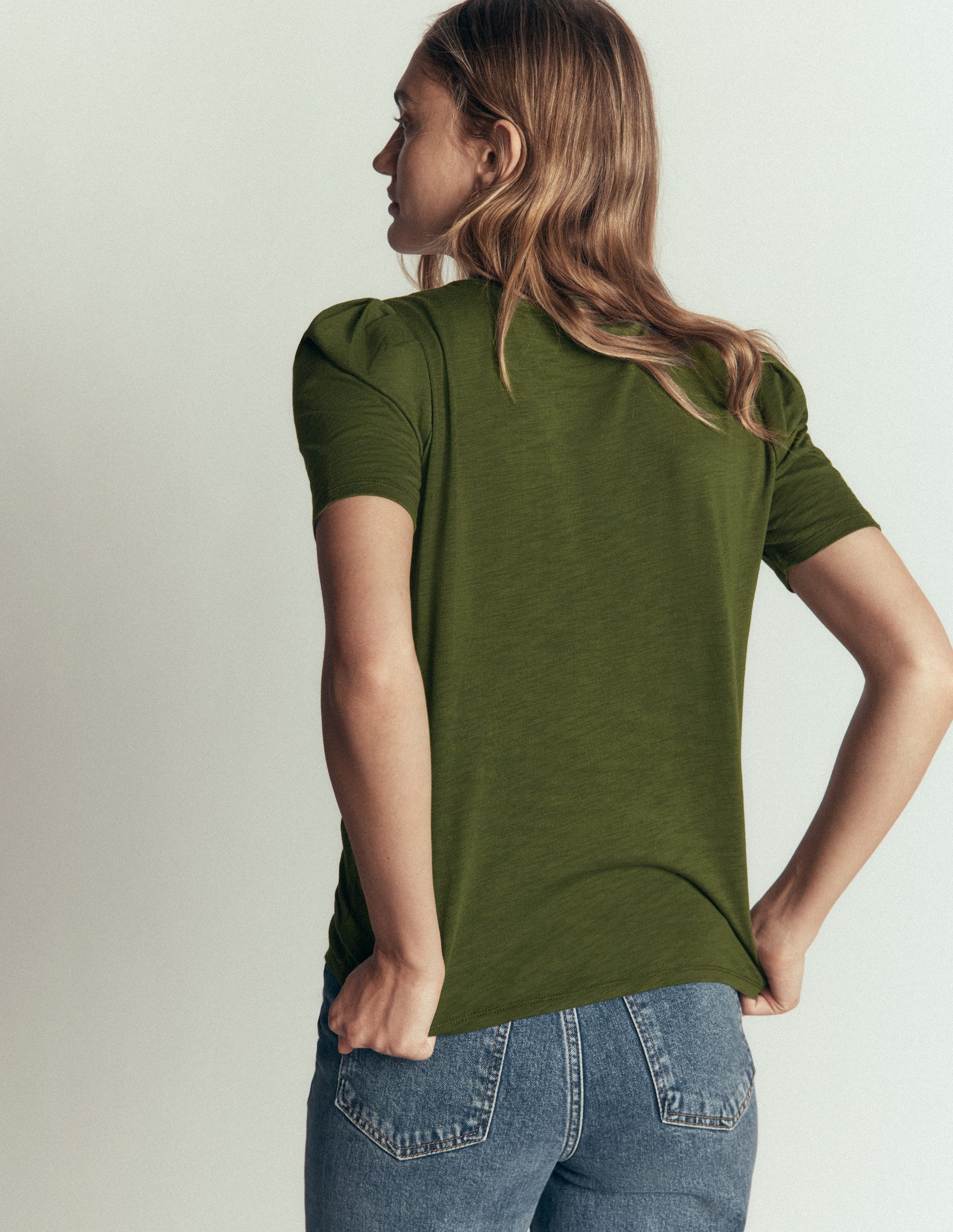 Sophie Puff Sleeve T-shirt-Brunswick Green-3