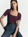 Brooke Double Layer T-shirt-Dark Cherry