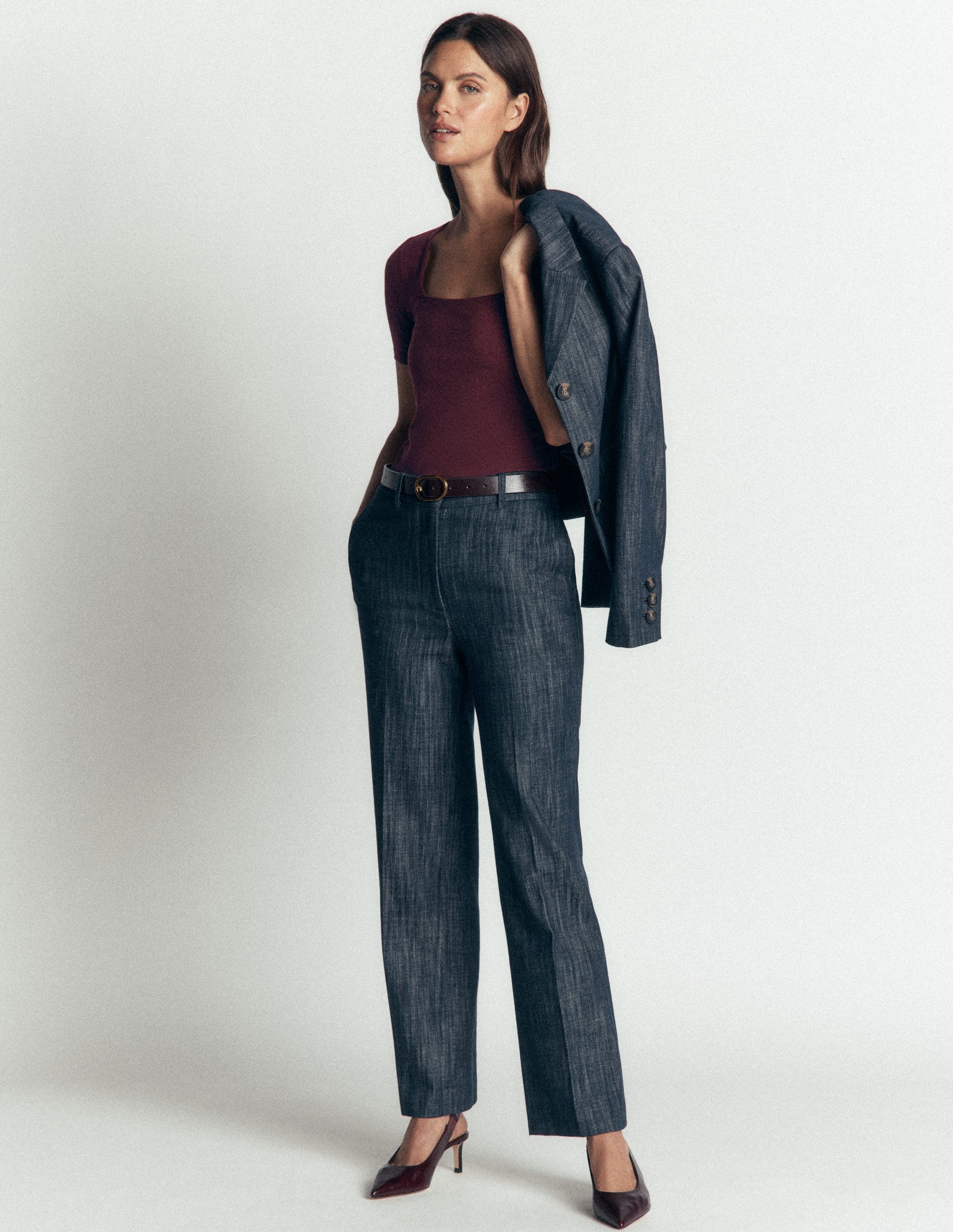 Brooke Double Layer T-shirt-Dark Cherry-4
