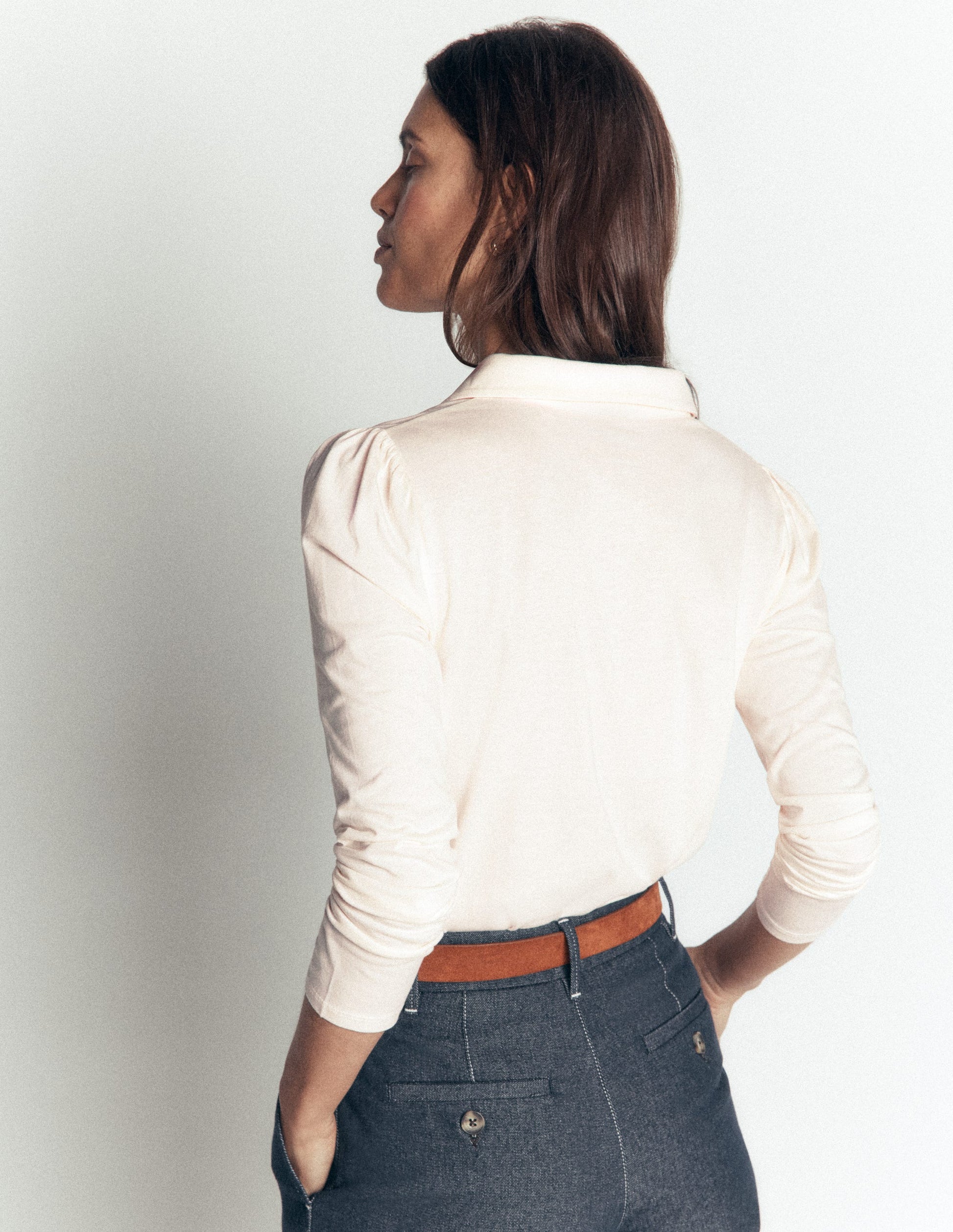 Zip Collar Supersoft Top-Ivory-3