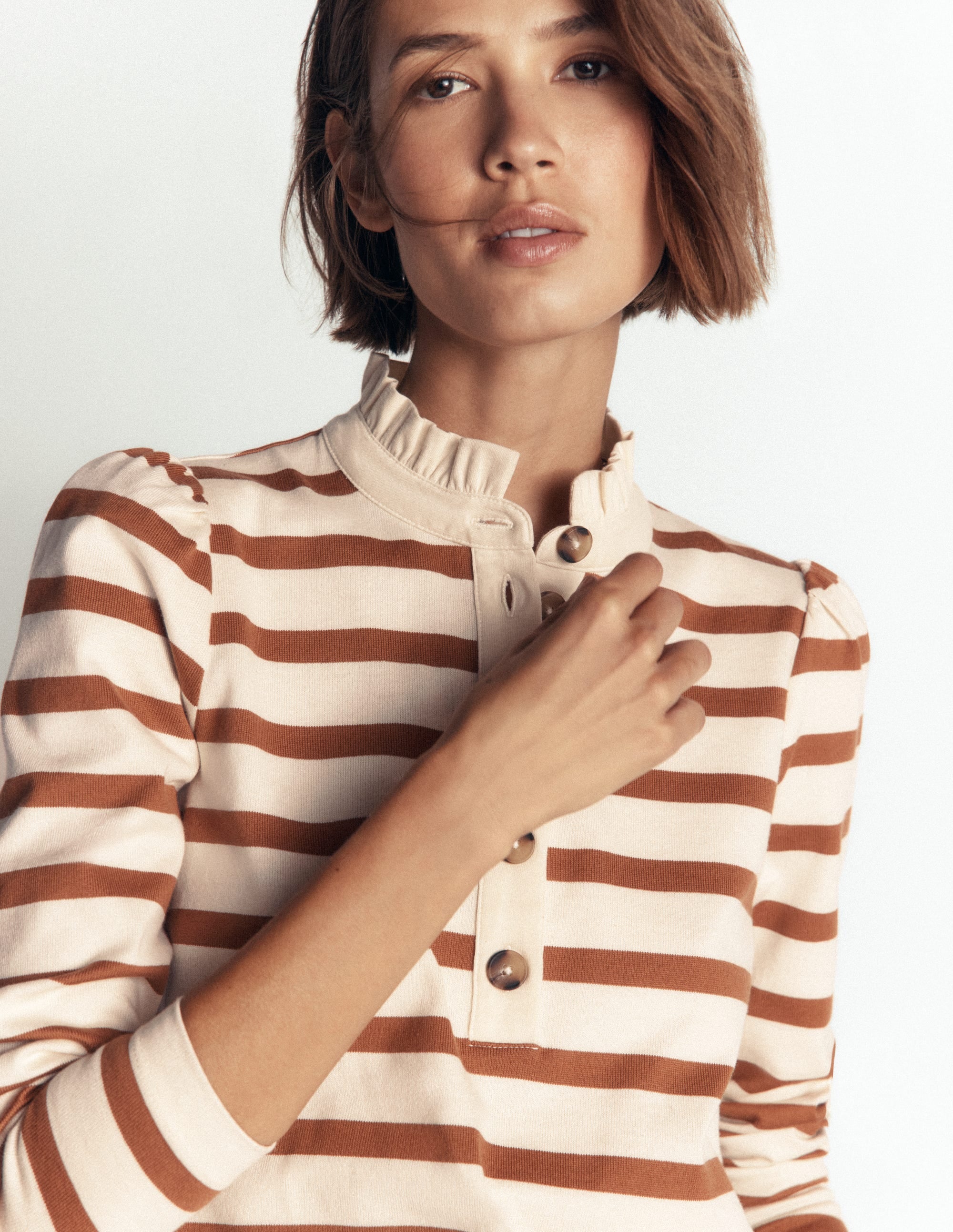 Ruffle Collar Mariner-Ivory and Argon Oil Stripe - Image 2