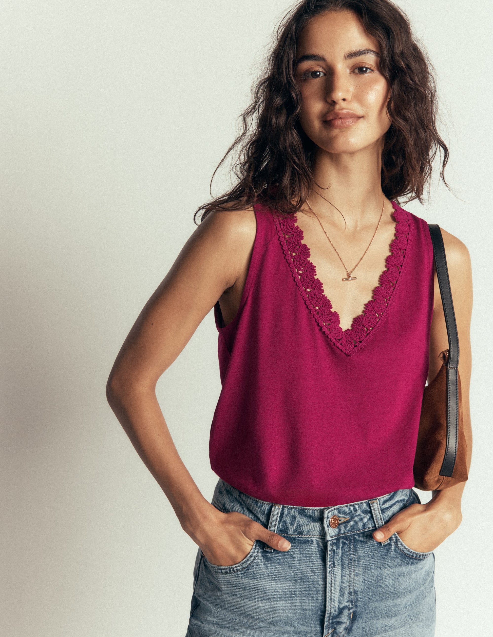 Supersoft V Neck Trim Vest-Beetroot Red-4