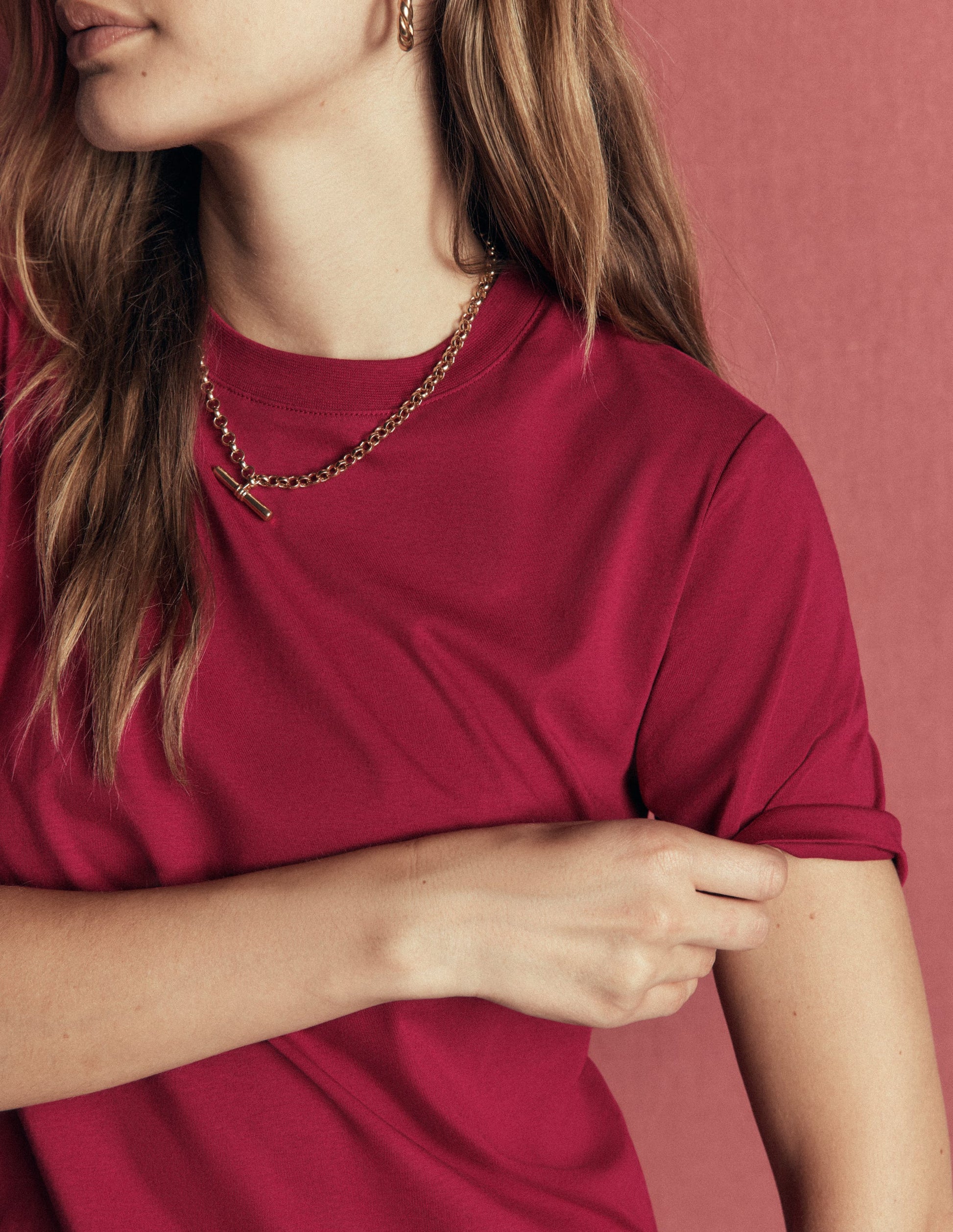 Relaxed Cotton T-shirt-Ruby Red-2