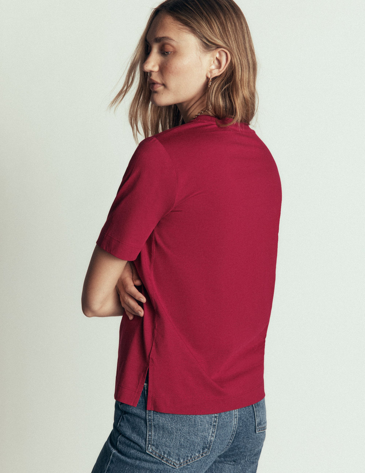 Amazon Ruby Rhod Shirt Relaxed Cotton T - shirt - Ruby Red | Boden UK