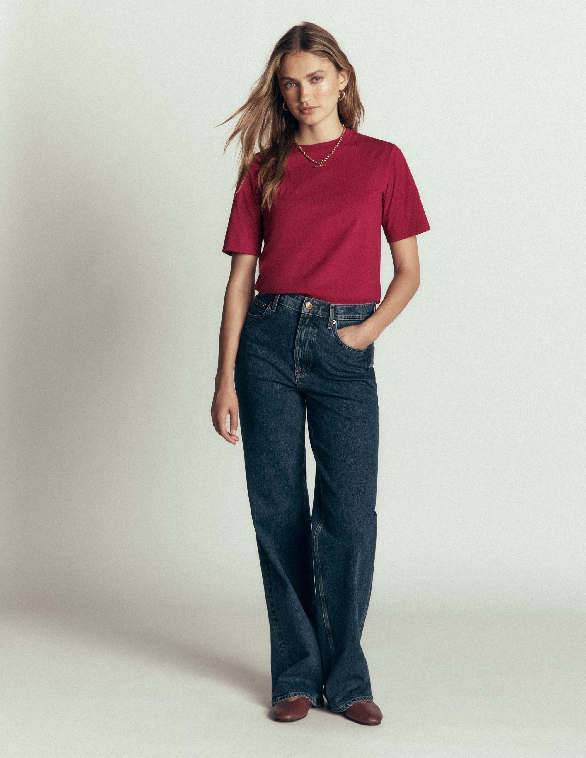 Relaxed Cotton T-shirt-Ruby Red - Image 4