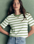 Relaxed Cotton T-shirt-Safari Green, Ivory Stripe