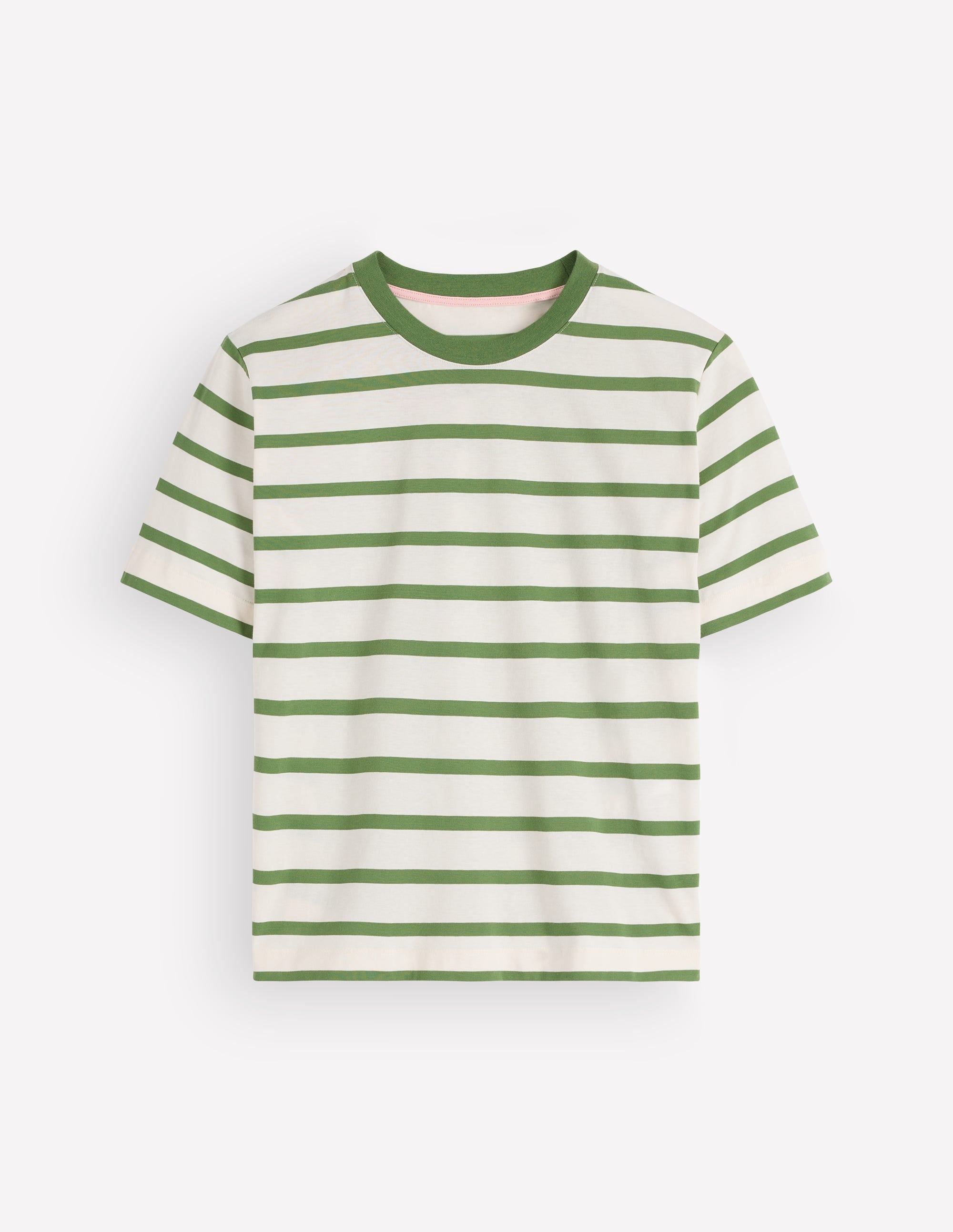 Relaxed Cotton T-shirt-Safari Green and Ivory Stripe - Image 4