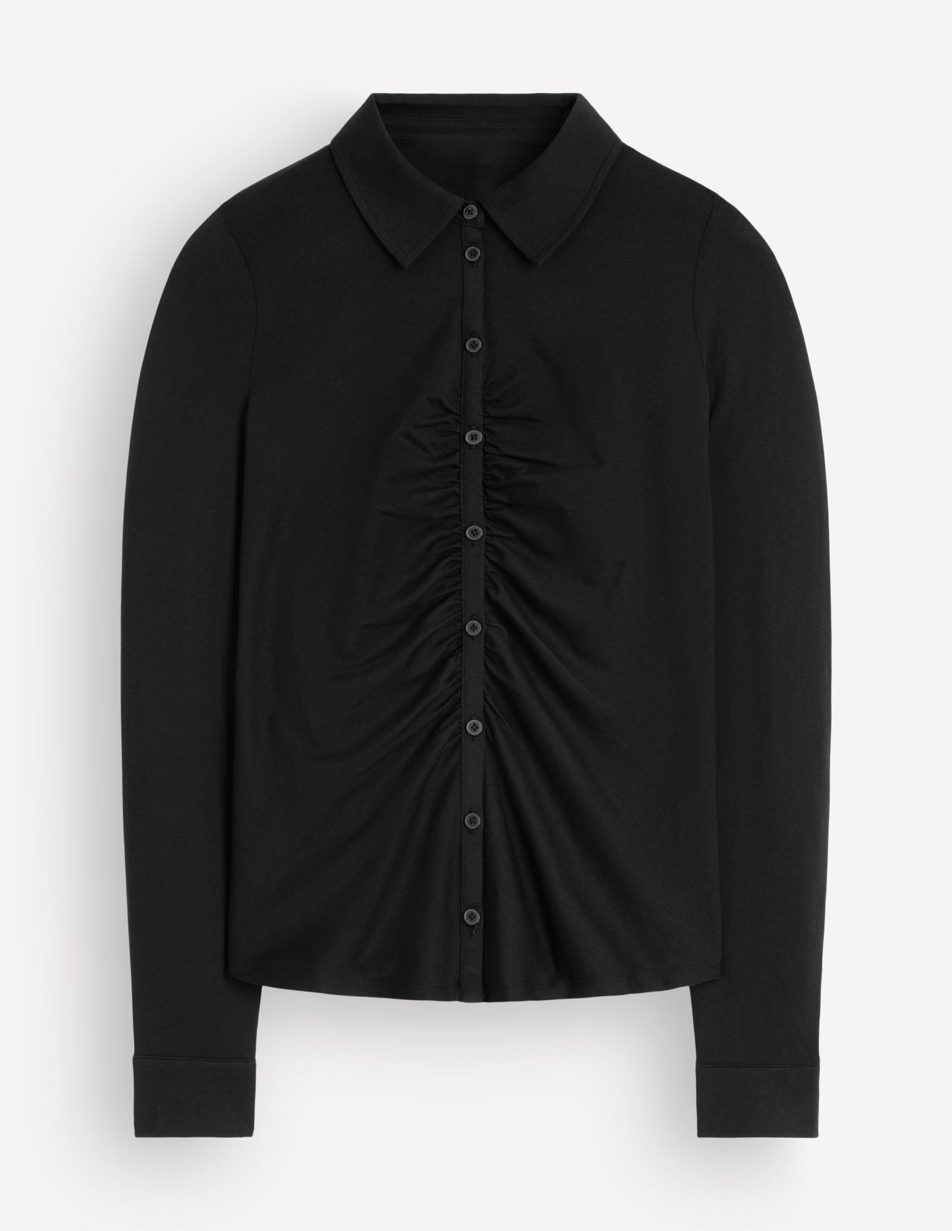 Imi Ruched Jersey Shirt-Black-5