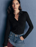 Imi Ruched Jersey Shirt-Black