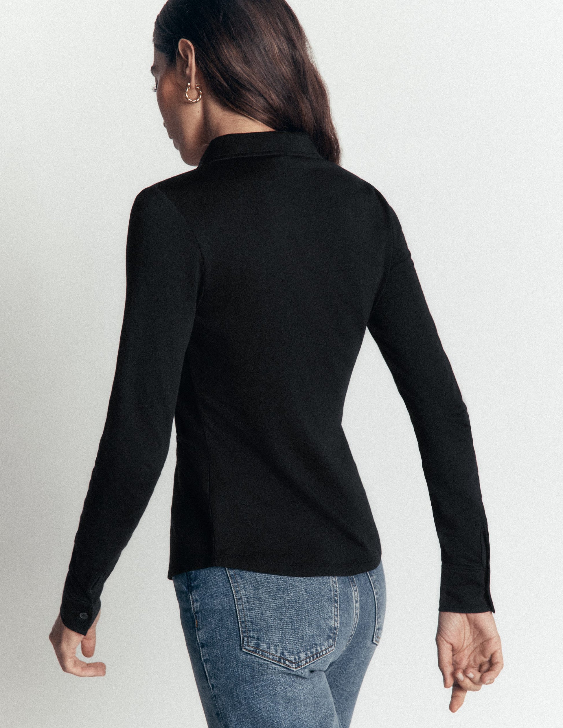 Imi Ruched Jersey Shirt-Black-3