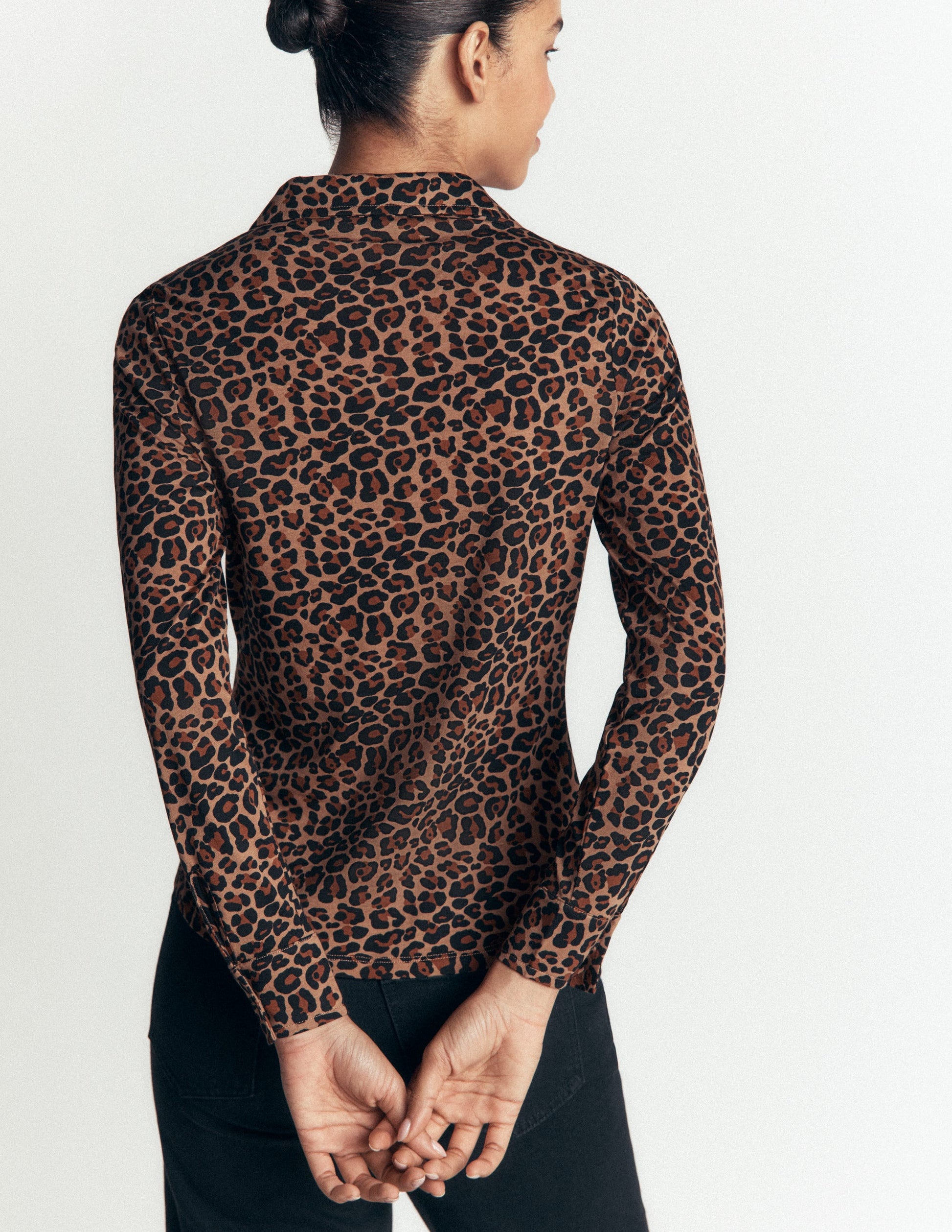 Supersoft Ruched Jersey Shirt-Camel, Leopard Fields-2