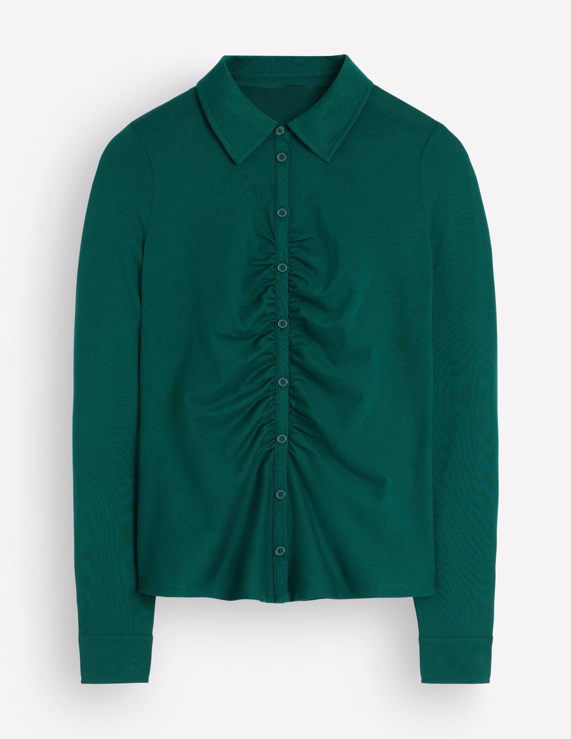 Imi Ruched Jersey Shirt-Midnight Teal - Image 4