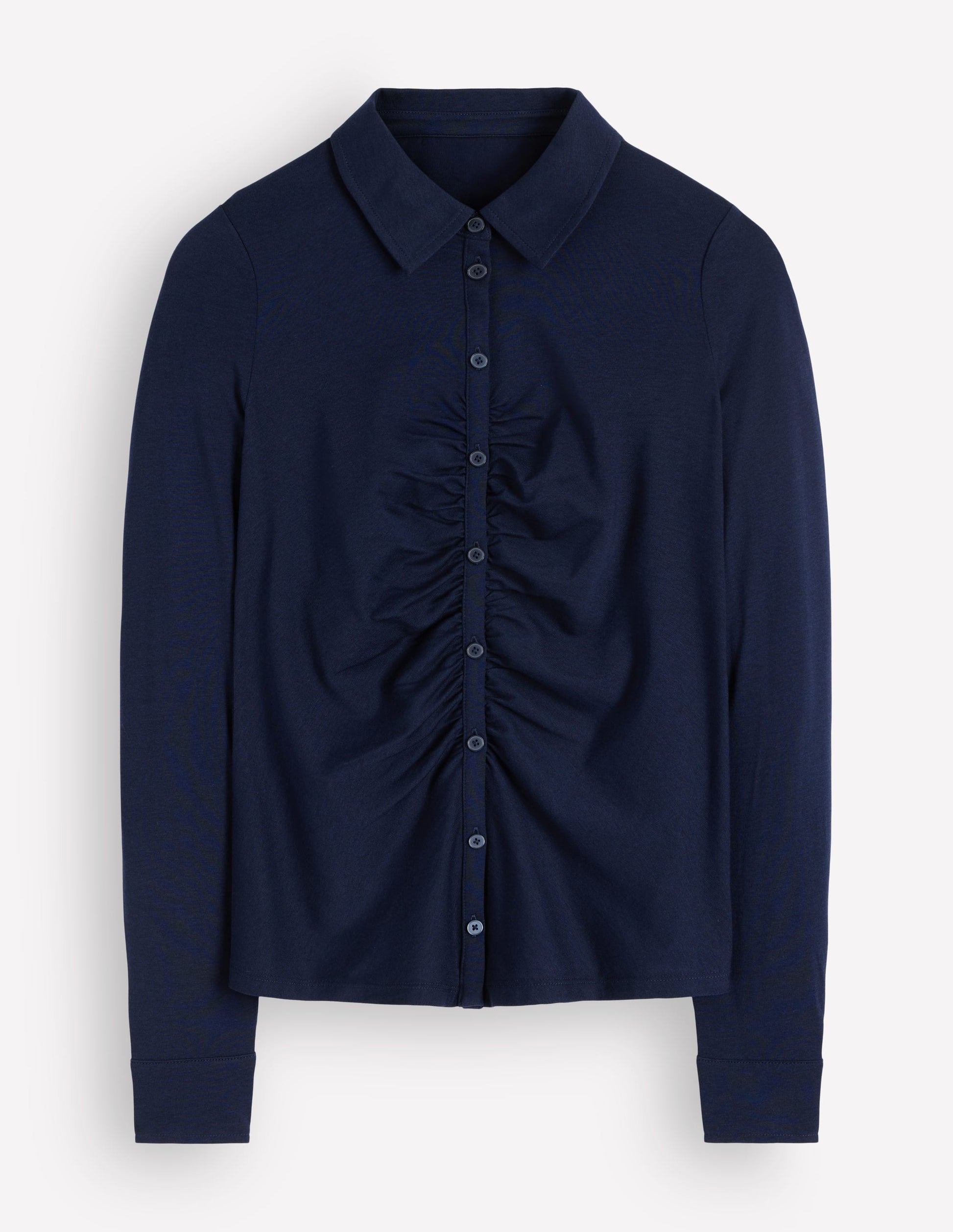 Supersoft Ruched Jersey Shirt-Navy-6