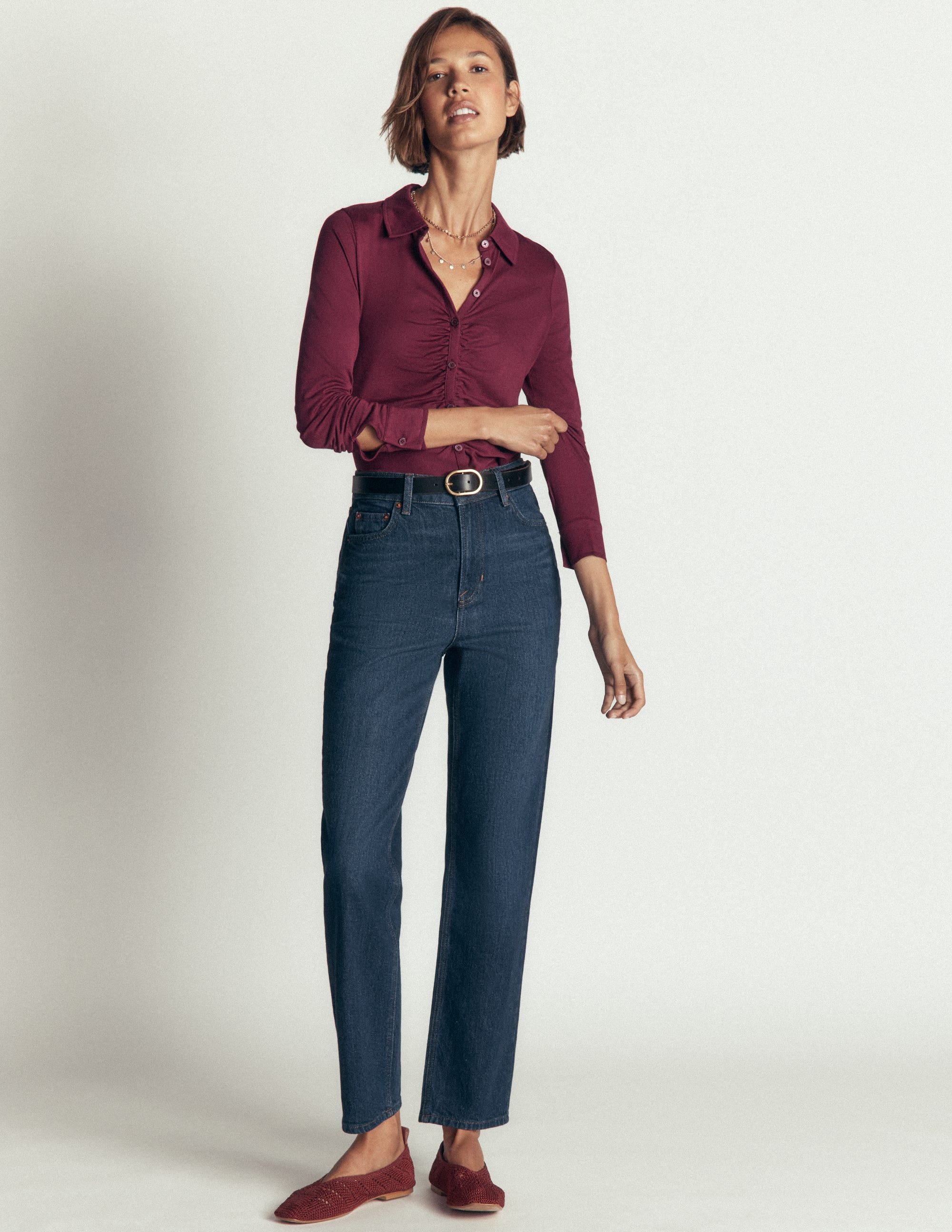 Imi Ruched Jersey Shirt-Deep Wisteria - Image 4