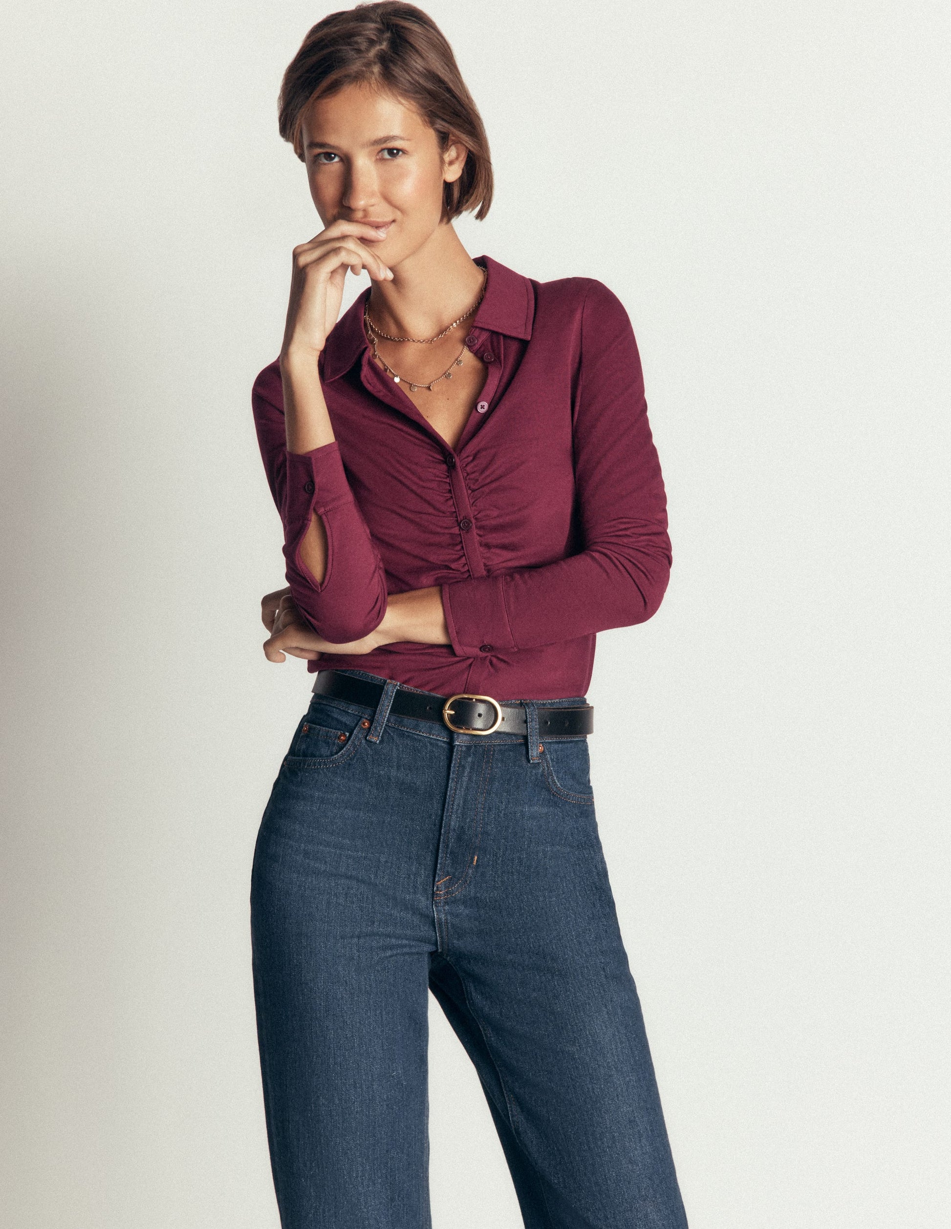 Imi Ruched Jersey Shirt-Deep Wisteria-5