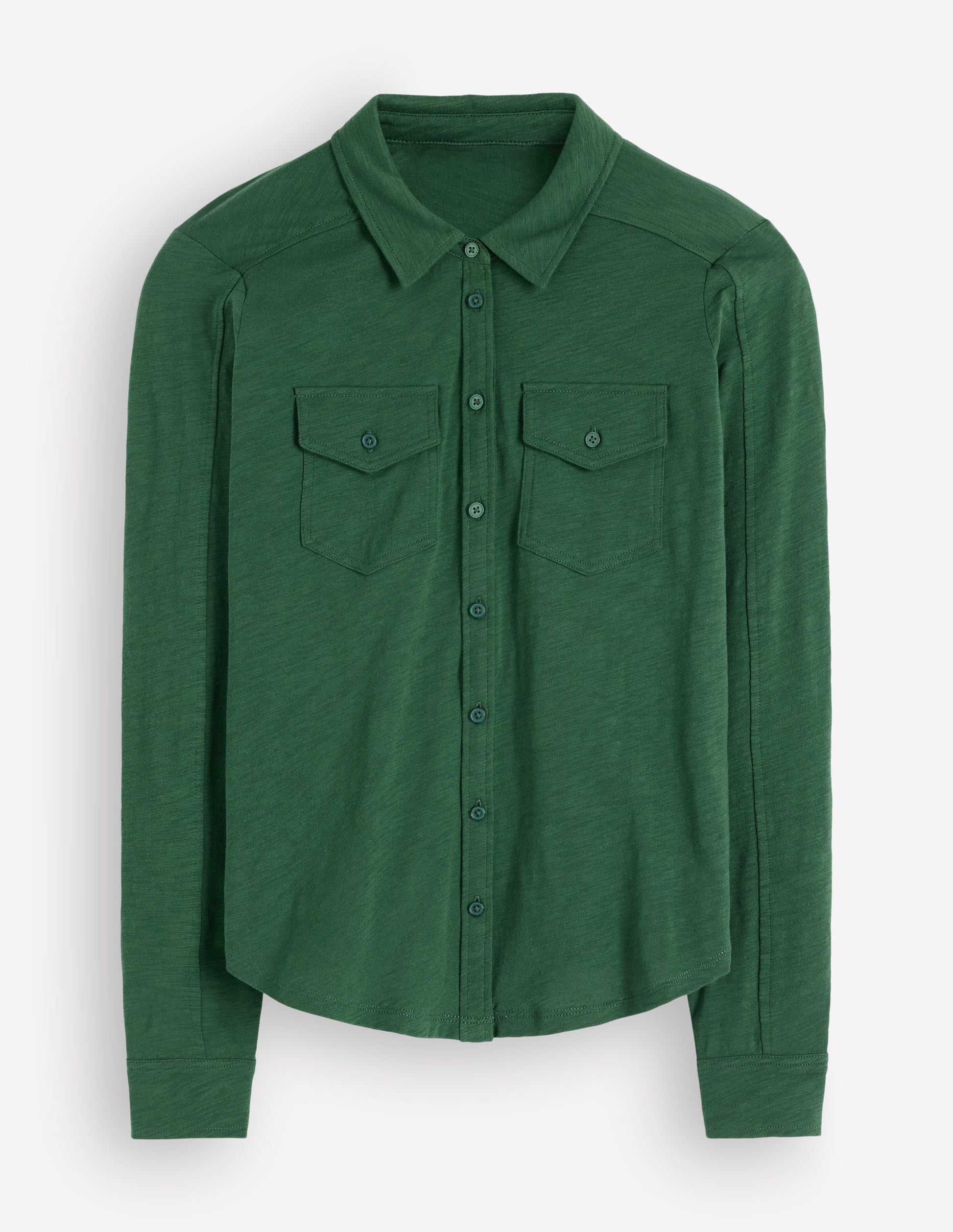 Seam Detail Jersey Shirt-Hunter Green-5