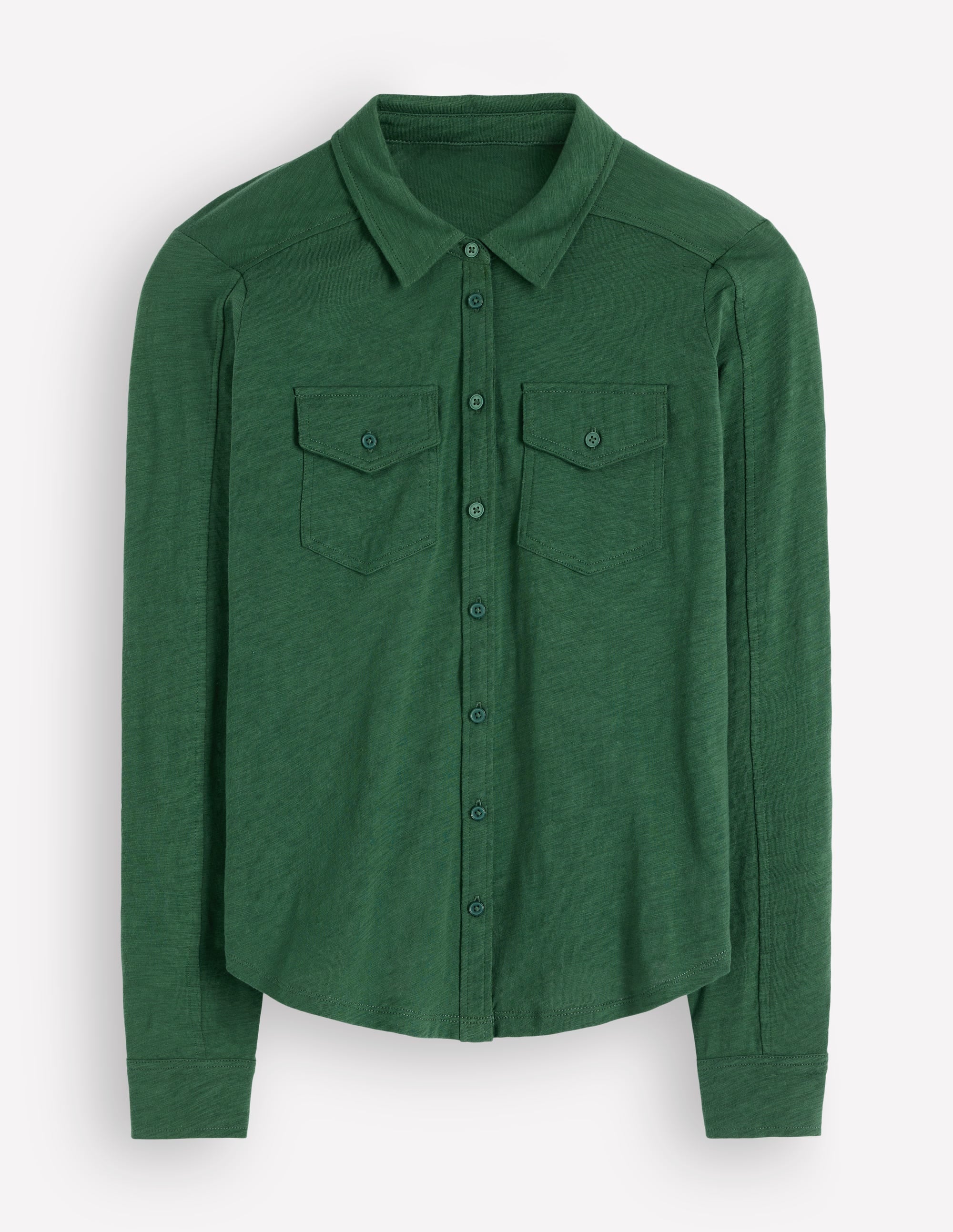 Seam Detail Jersey Shirt-Hunter Green - Image 5