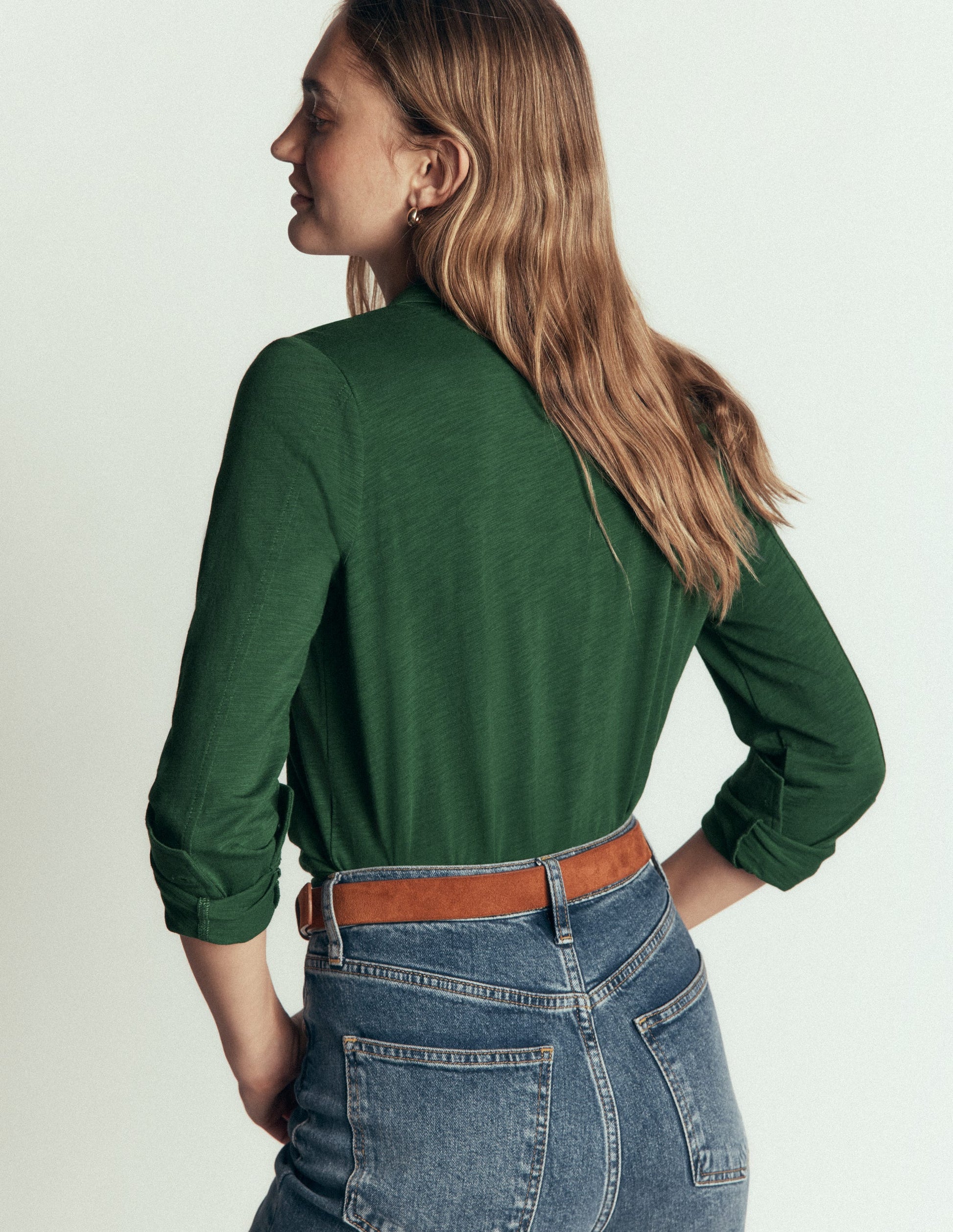 Seam Detail Jersey Shirt-Hunter Green-3