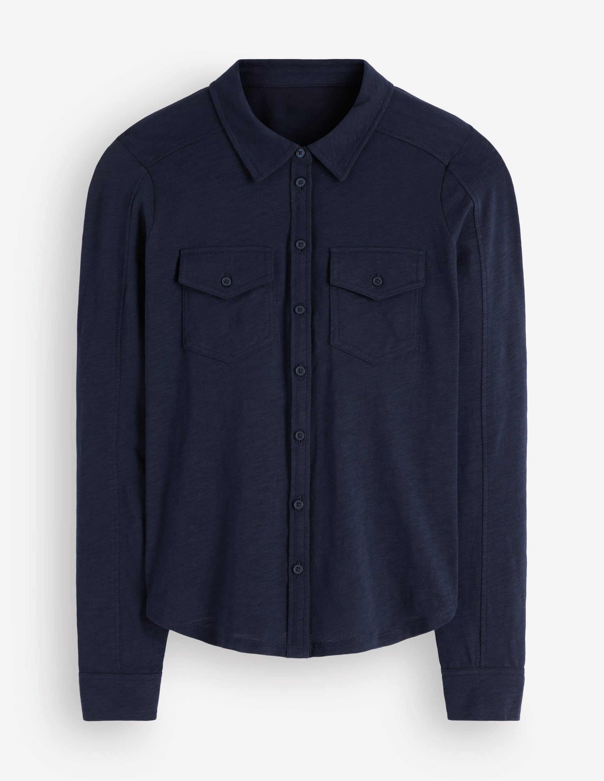 Seam Detail Jersey Shirt-Navy-5