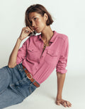Seam Detail Jersey Shirt-Pink Heather