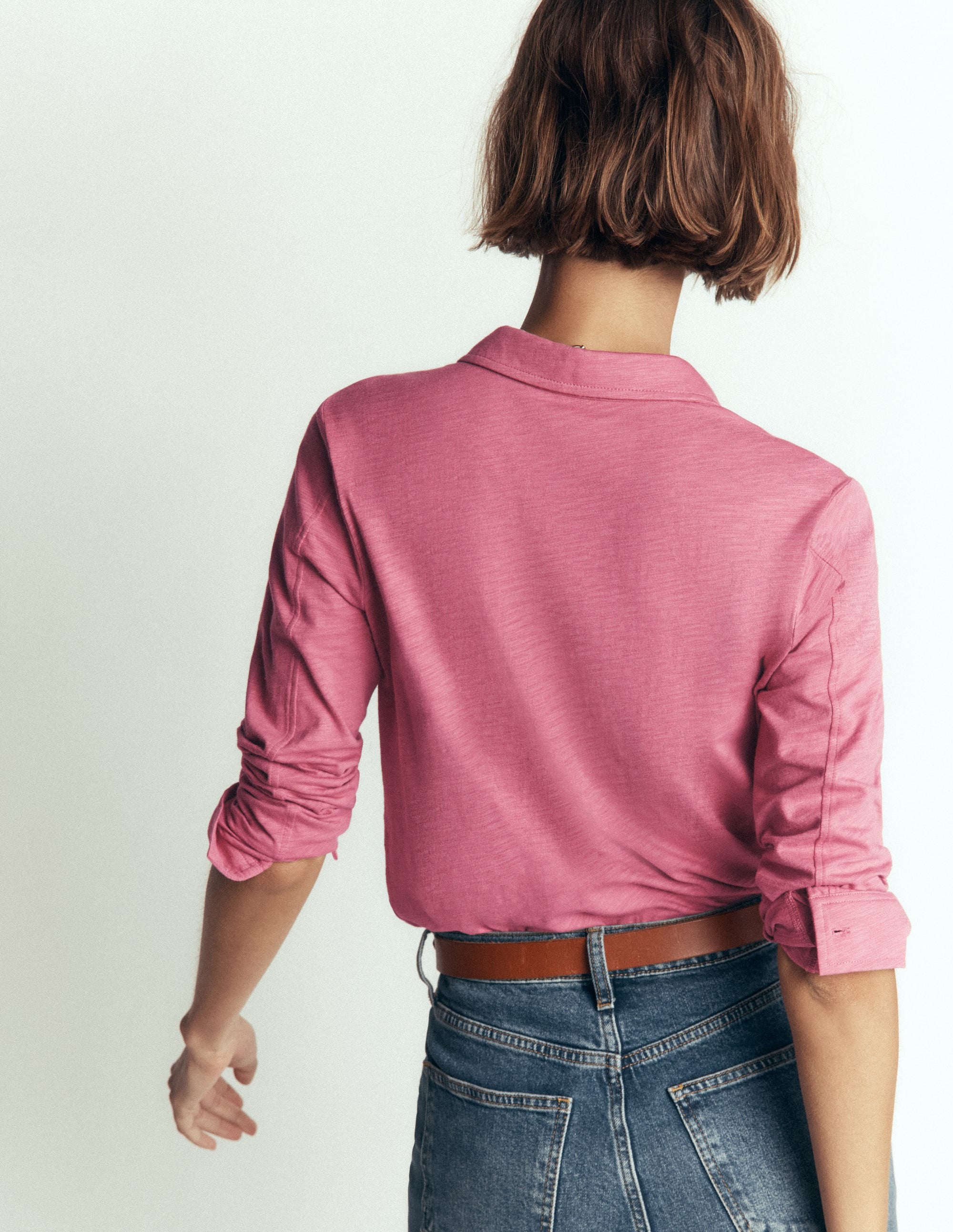 Seam Detail Jersey Shirt-Pink Heather - Image 3