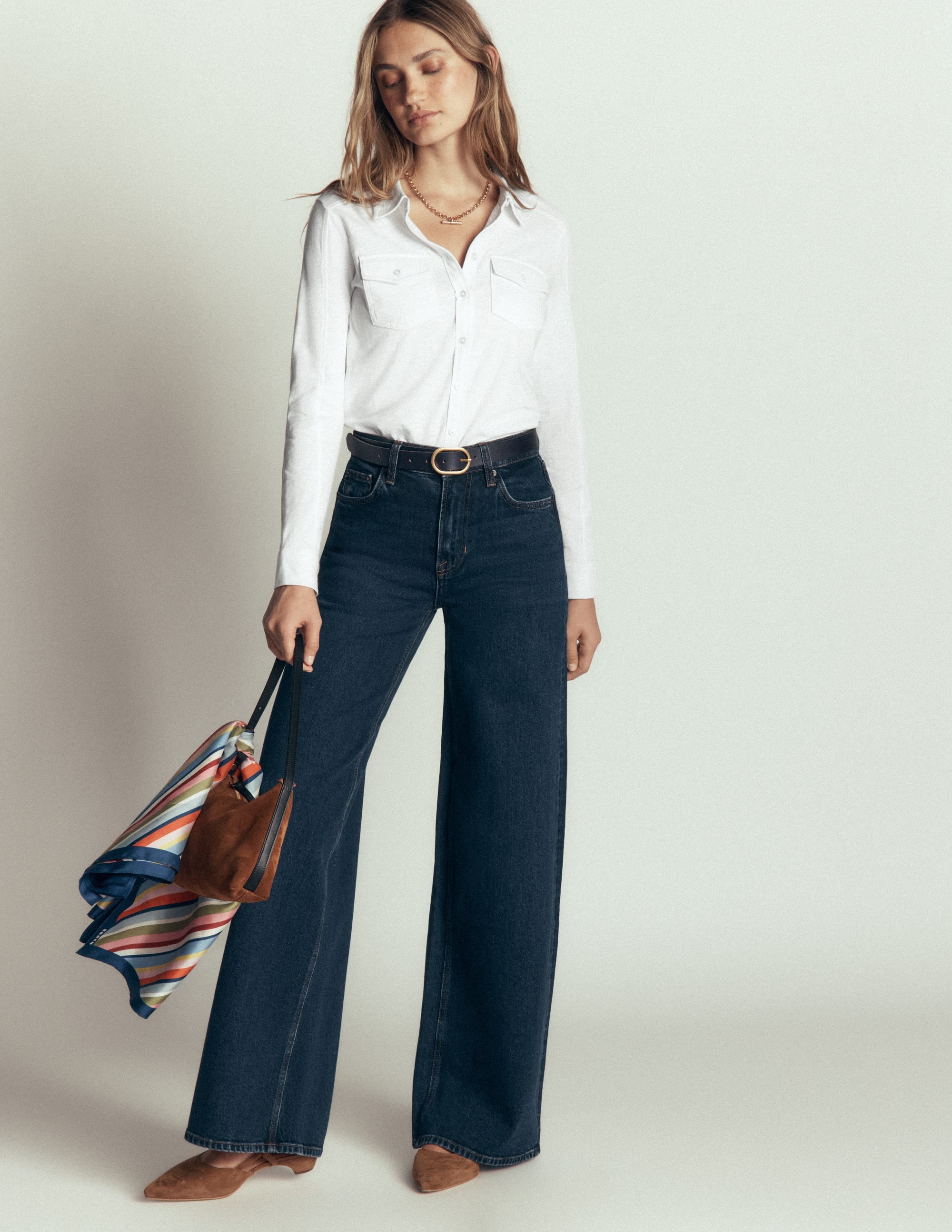 Seam Detail Jersey Shirt-White - Image 4