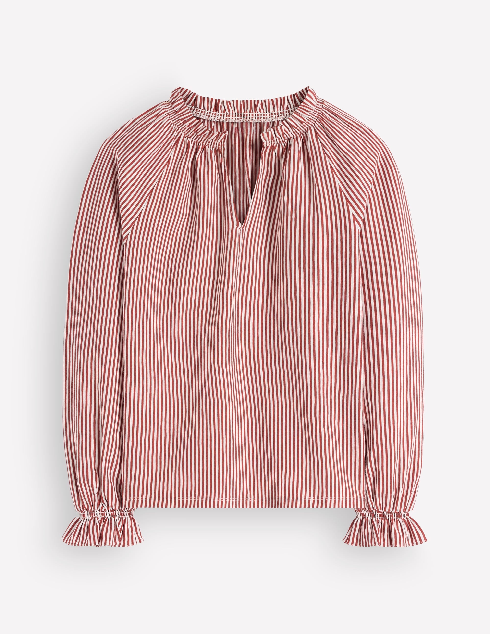 Pia Ruffle Detail Top-Burnt Orange Stripe - Image 6