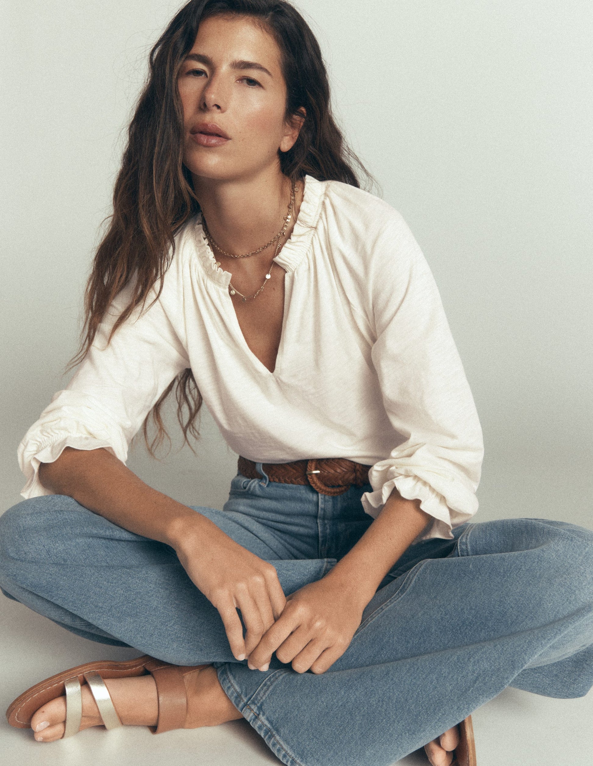 Pia Ruffle Detail Top-Ivory-1
