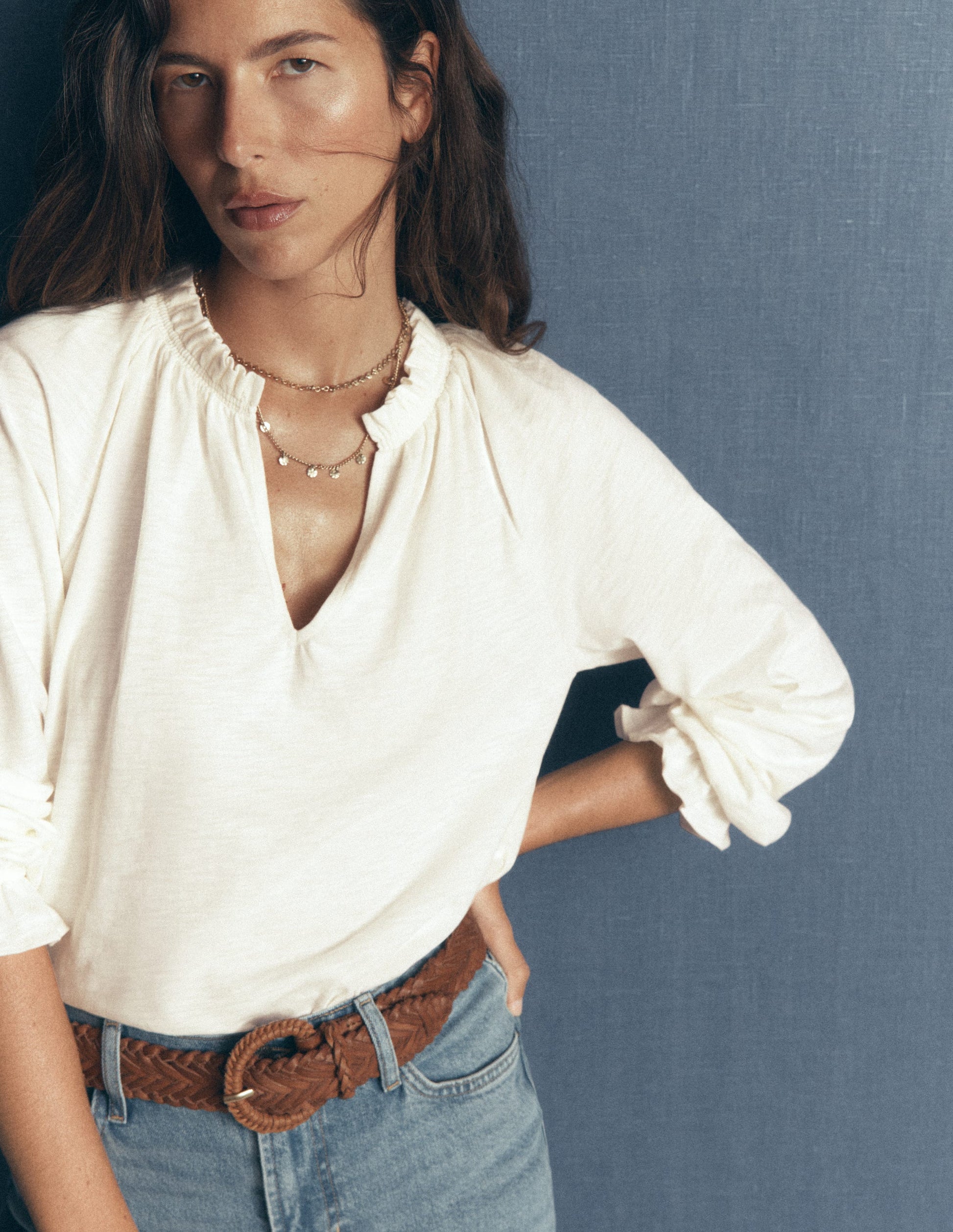 Pia Ruffle Detail Top-Ivory-2