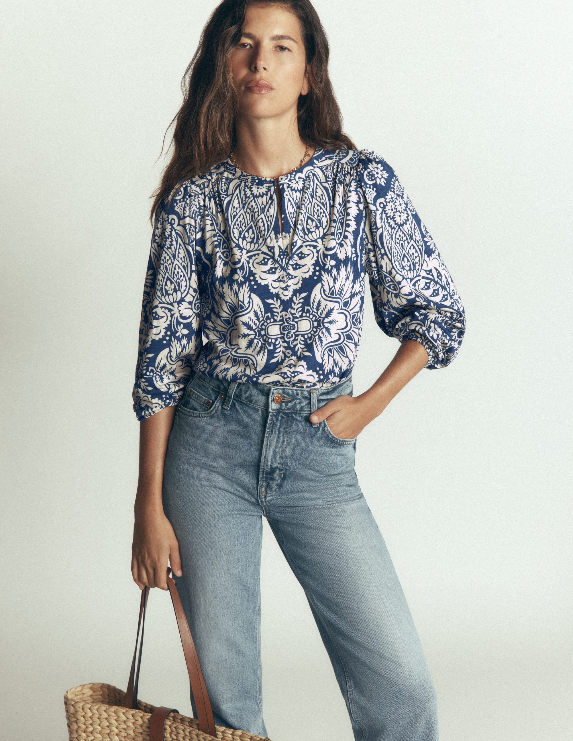 Ara Jersey Shirt-True Navy,  Arabesque Meadows - Image 1