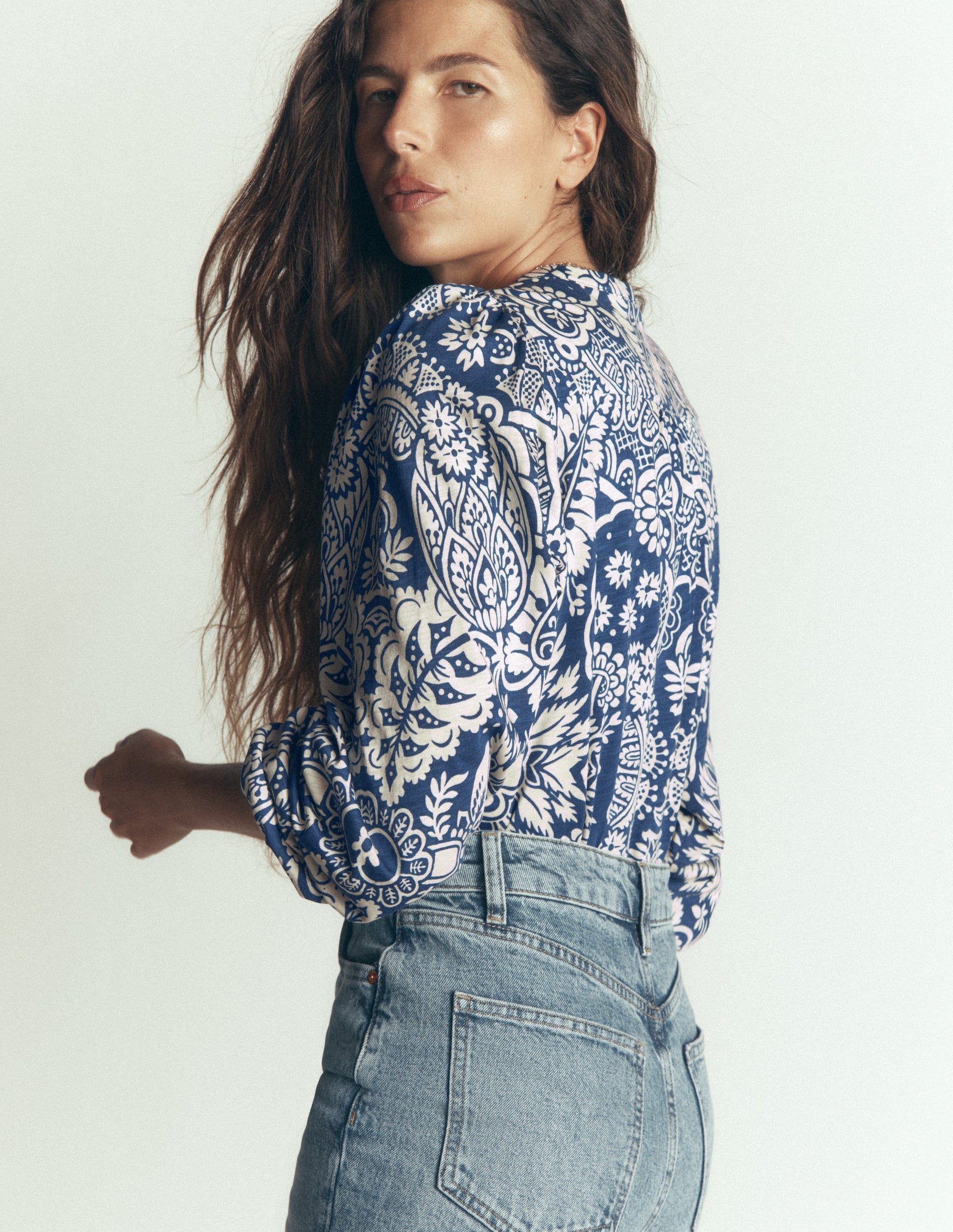 Ara Jersey Shirt-True Navy,  Arabesque Meadows-3