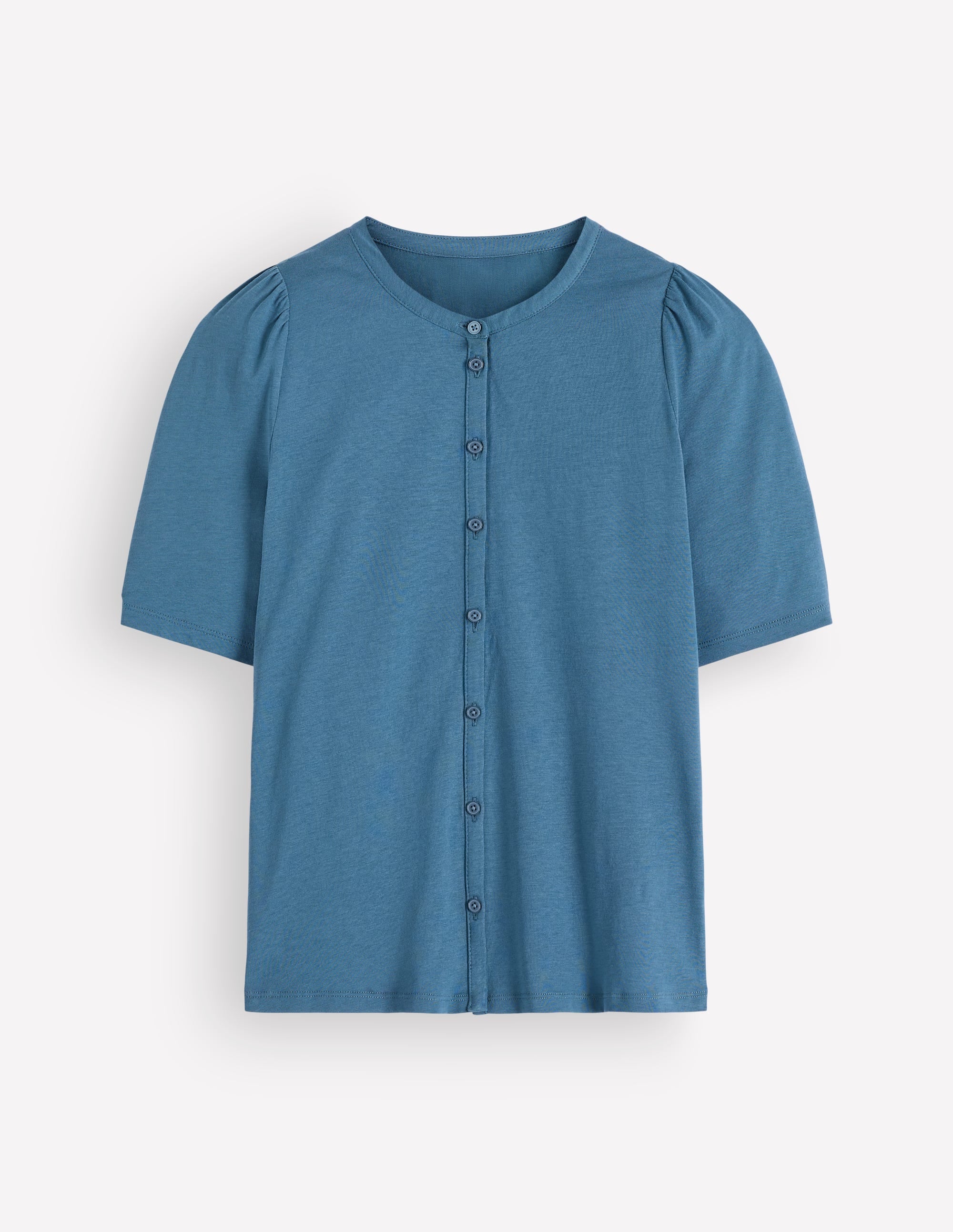 Short Puff Sleeve Top-Storm Blue - Image 5