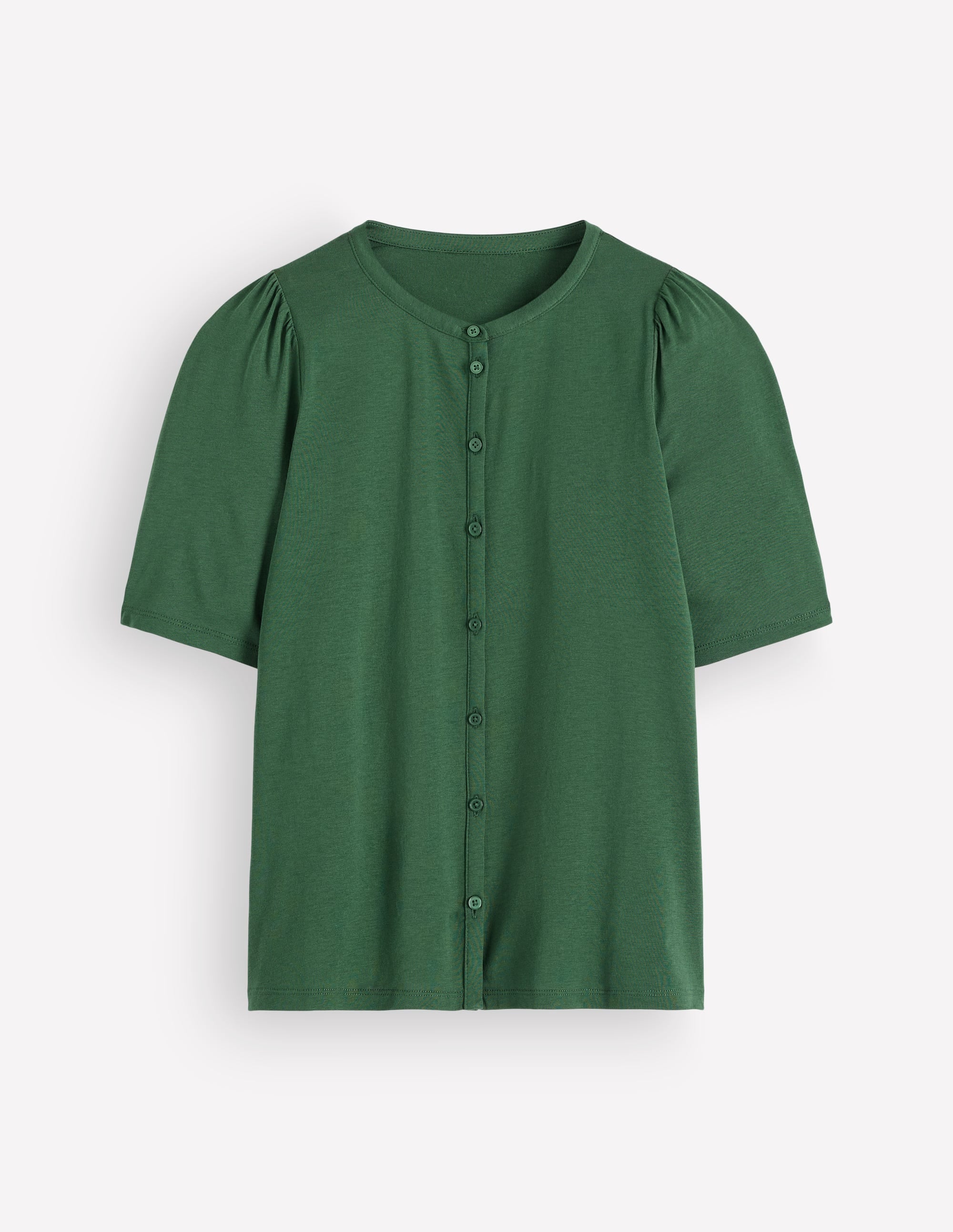 Short Puff Sleeve Top-Hunter Green - Image 8