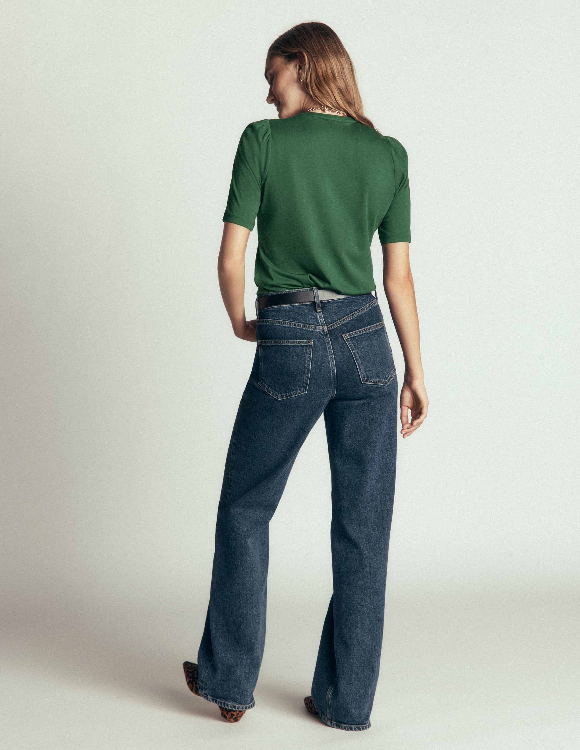 Short Puff Sleeve Top-Hunter Green-7