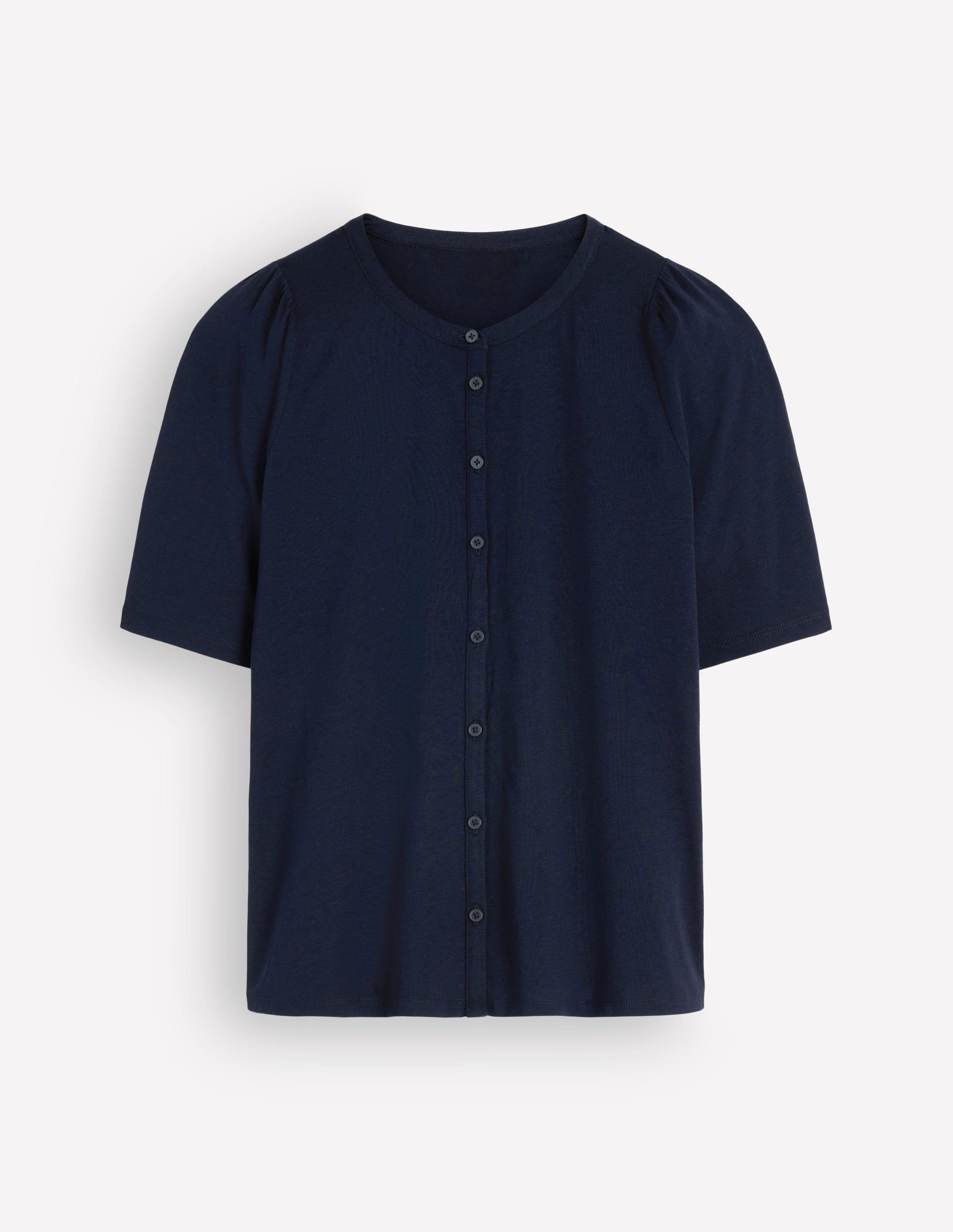 Short Puff Sleeve Top-Navy-6