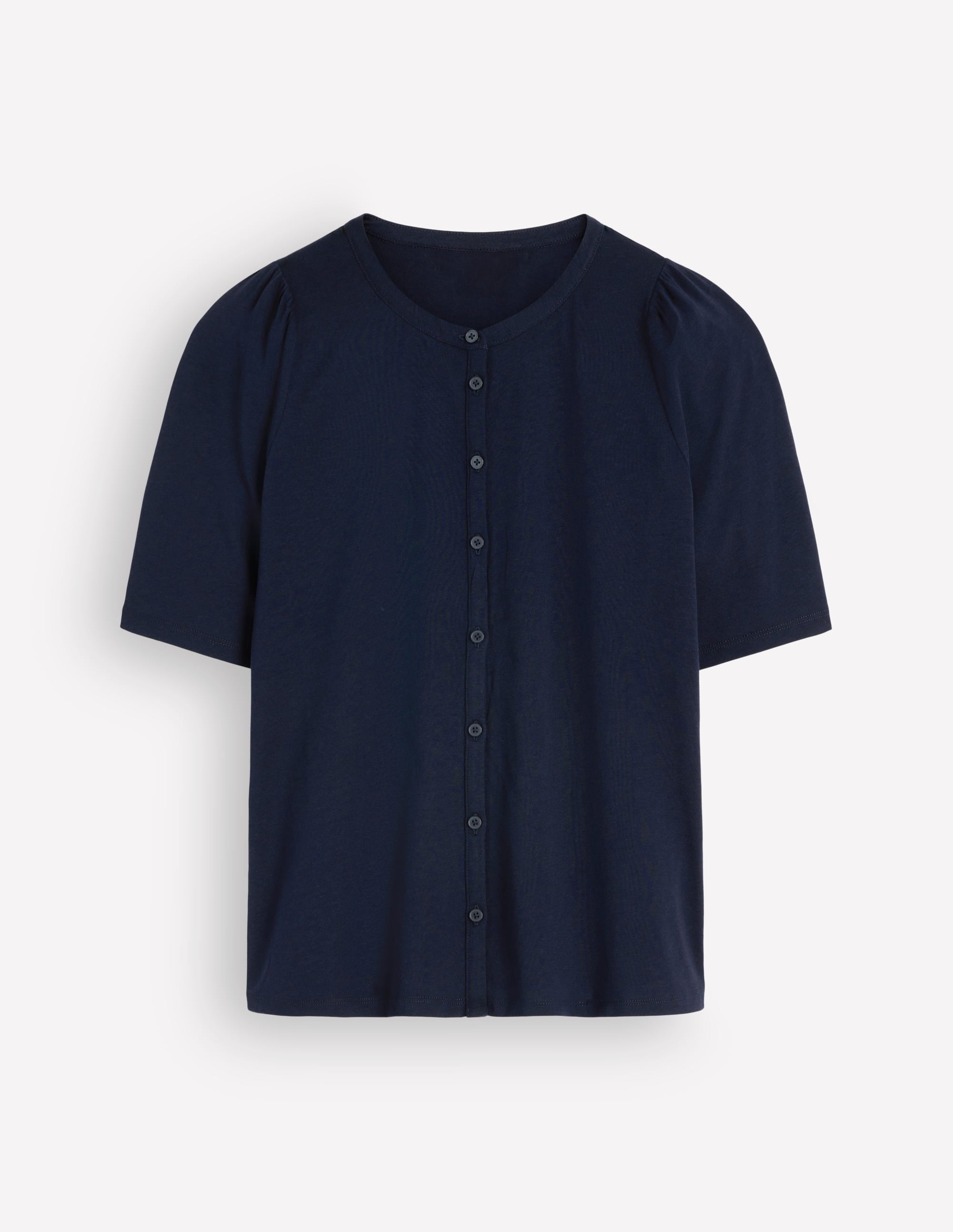 Short Puff Sleeve Top-Navy - Image 6