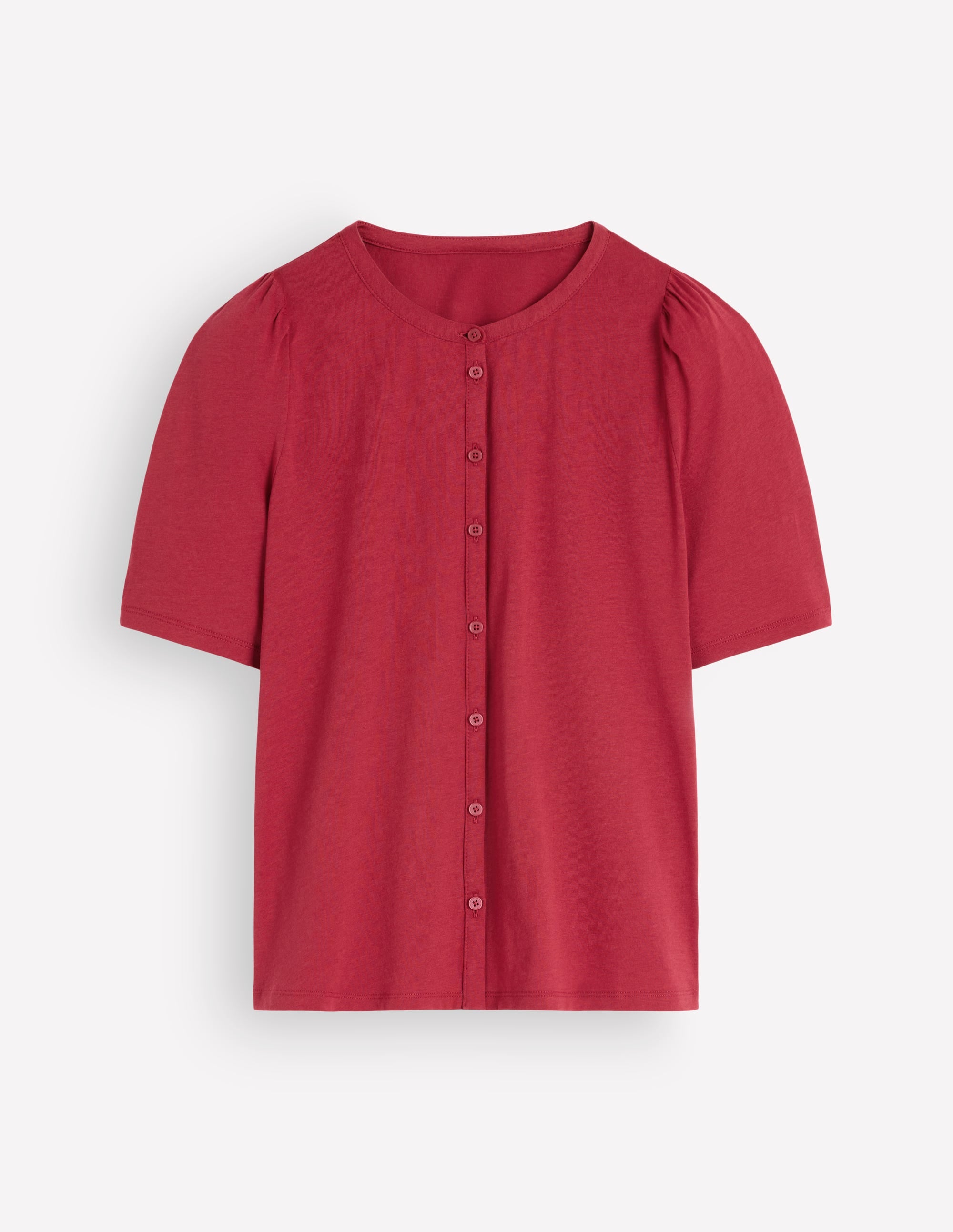 Short Puff Sleeve Top-Red Earth - Image 6