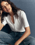 Short Puff Sleeve Top-white
