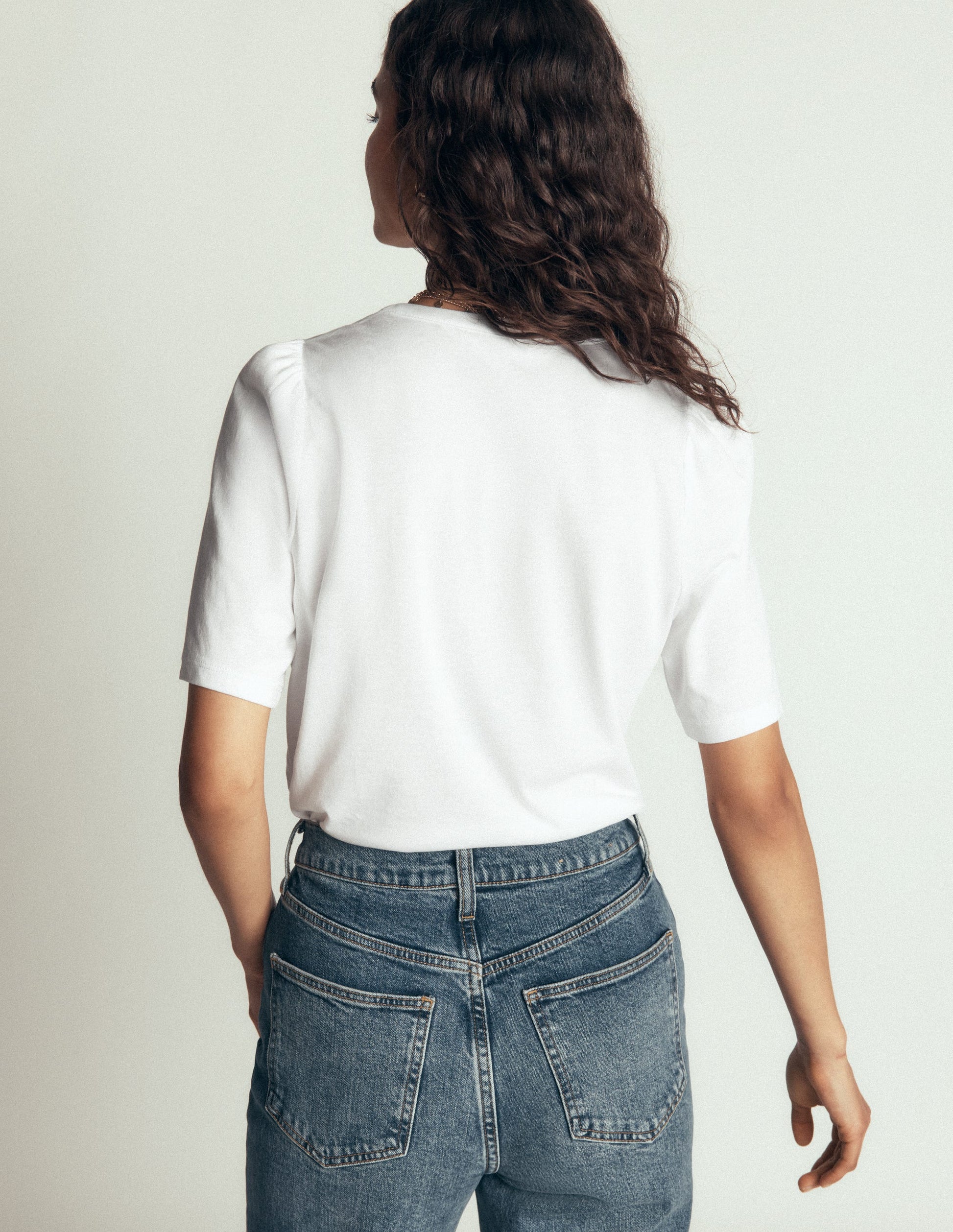 Short Puff Sleeve Top-white-3