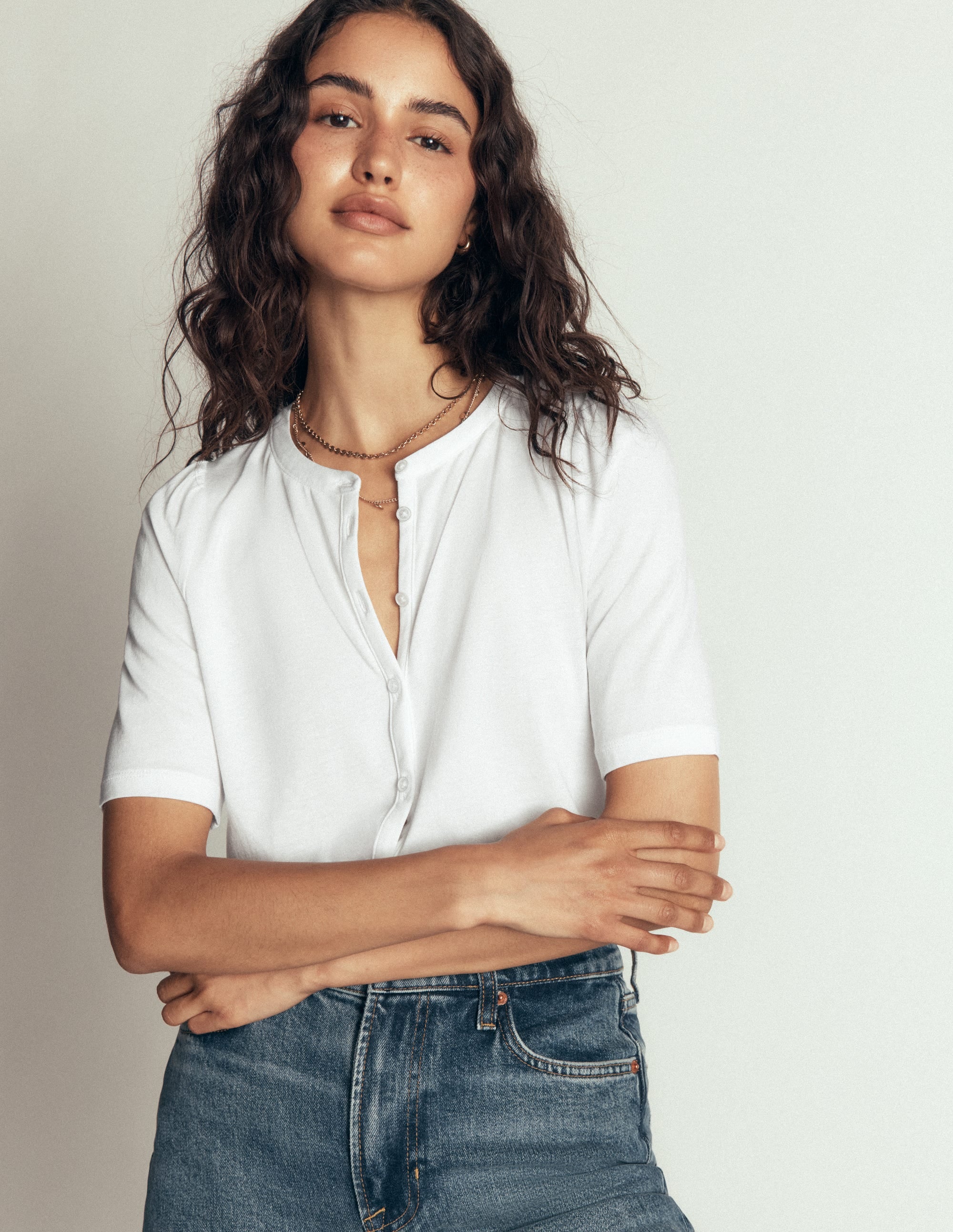 Short Puff Sleeve Top-white - Image 5