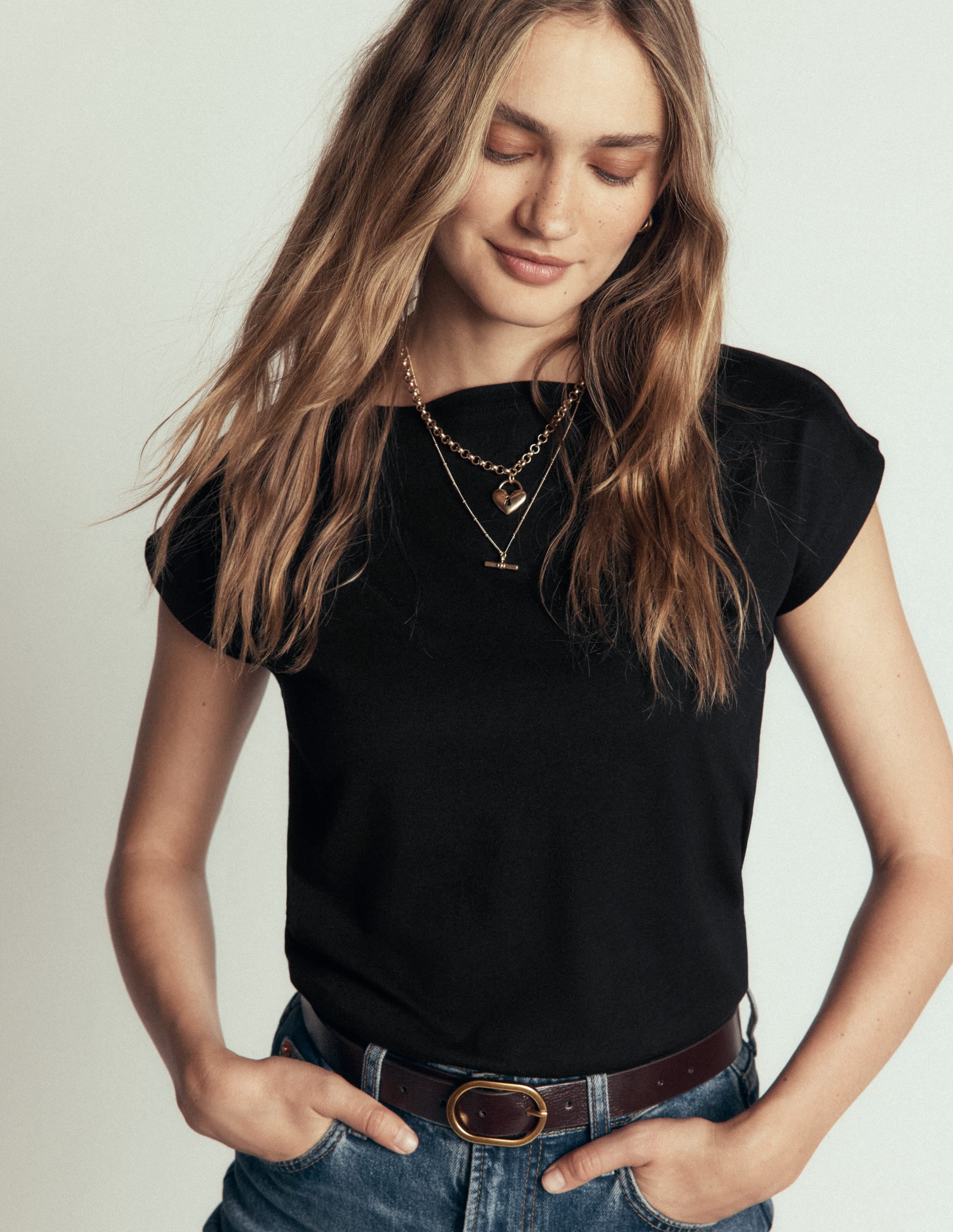 Supersoft Slash Neck T-Shirt-Black - Image 1