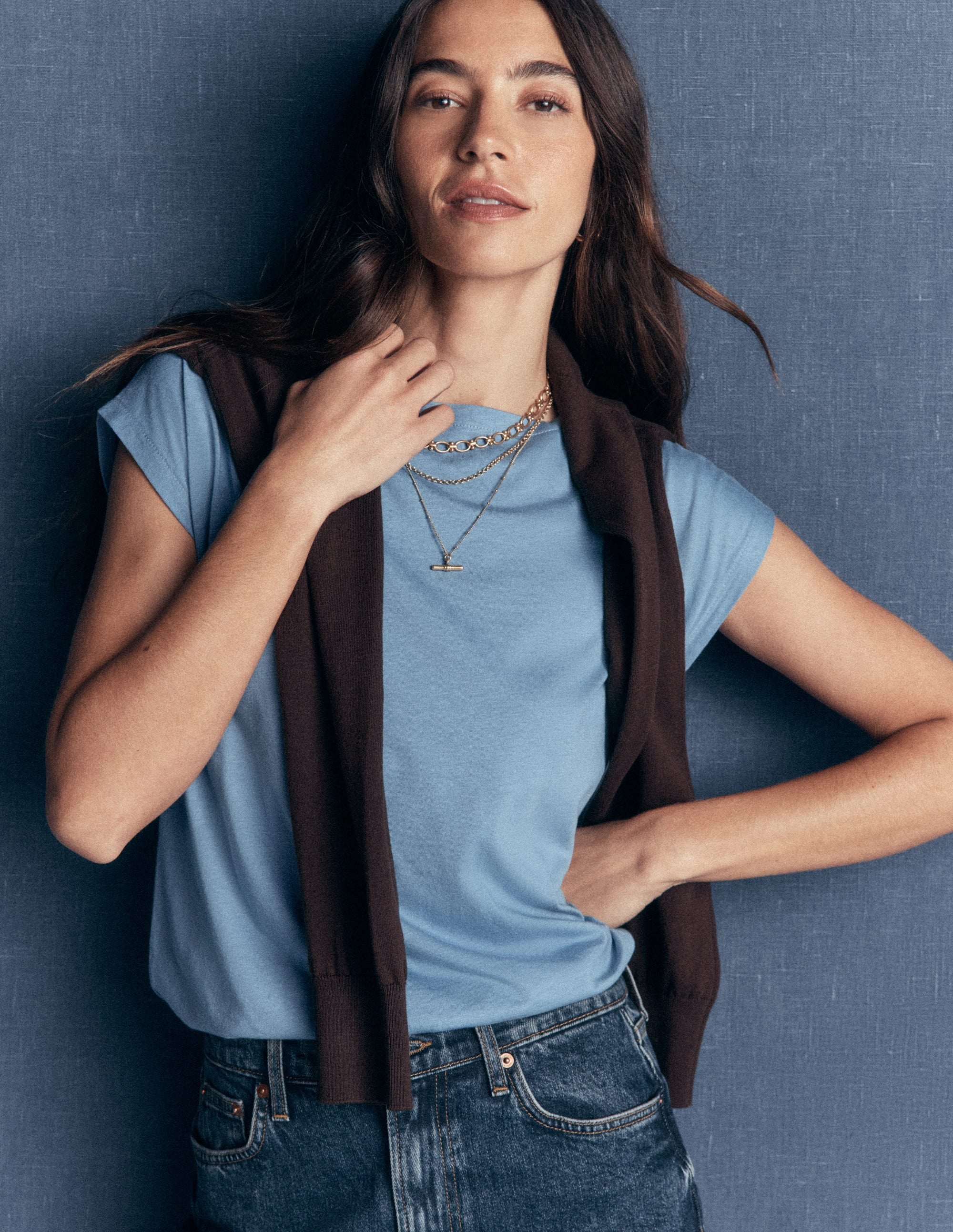 Supersoft Slash Neck T-Shirt-Blue Aura - Image 1